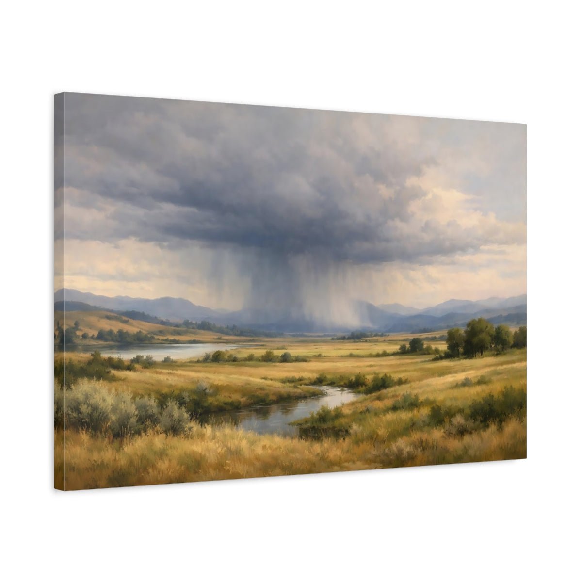 Nature Rainy Landscape Cloudy - Canvas Wall Art Print - YesArtYes