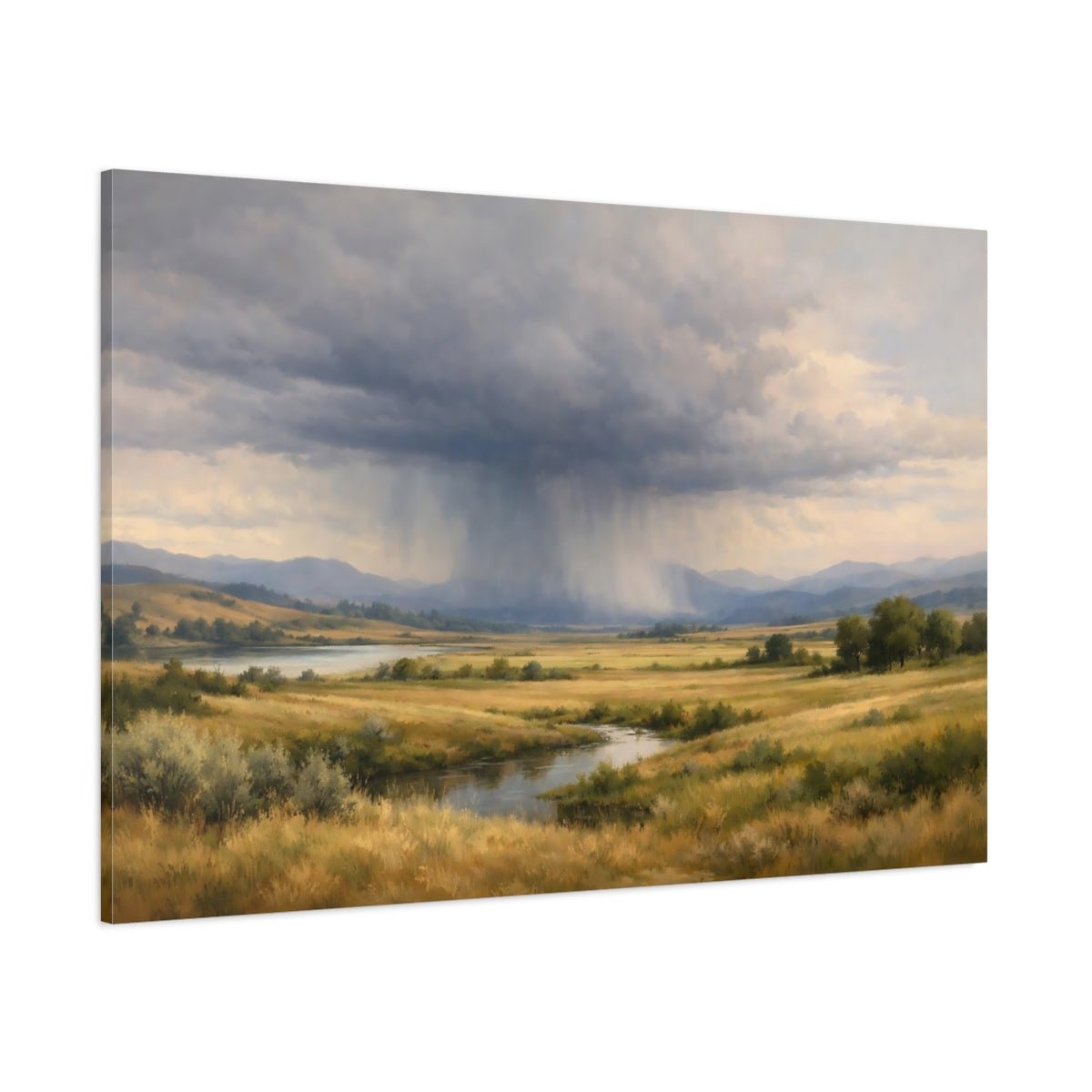 Nature Rainy Landscape Cloudy - Canvas Wall Art Print - YesArtYes