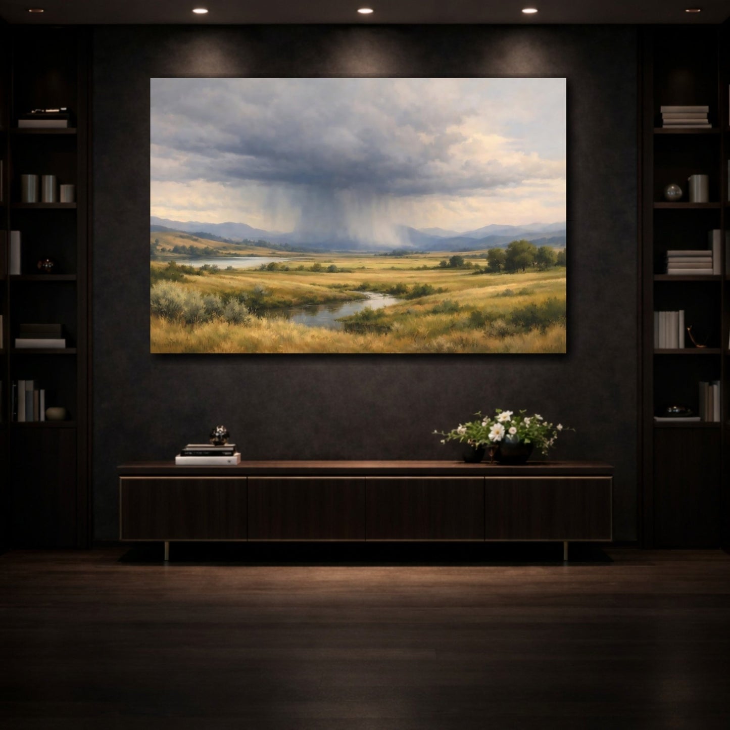 Nature Rainy Landscape Cloudy - Canvas Wall Art Print - YesArtYes