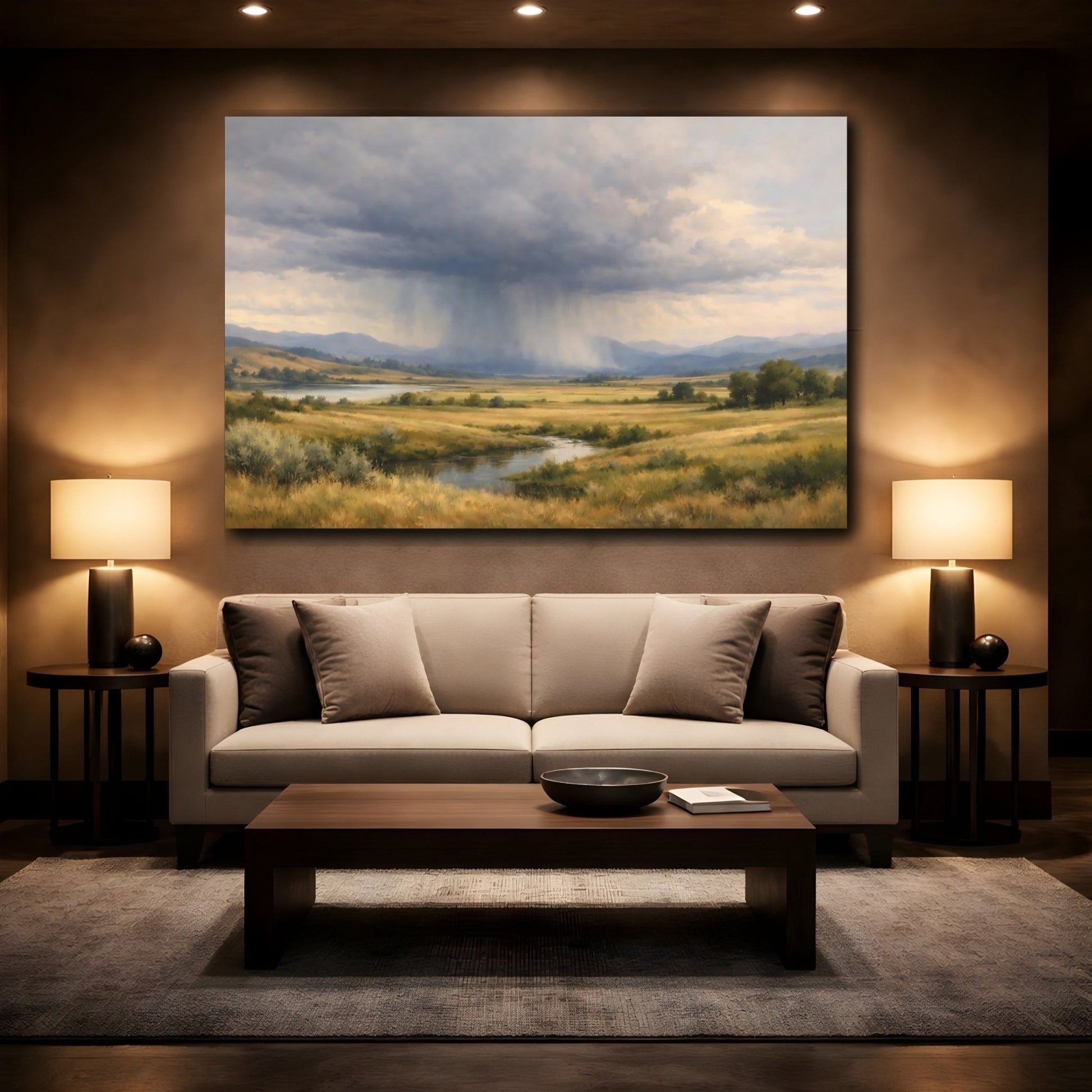 Nature Rainy Landscape Cloudy - Canvas Wall Art Print - YesArtYes