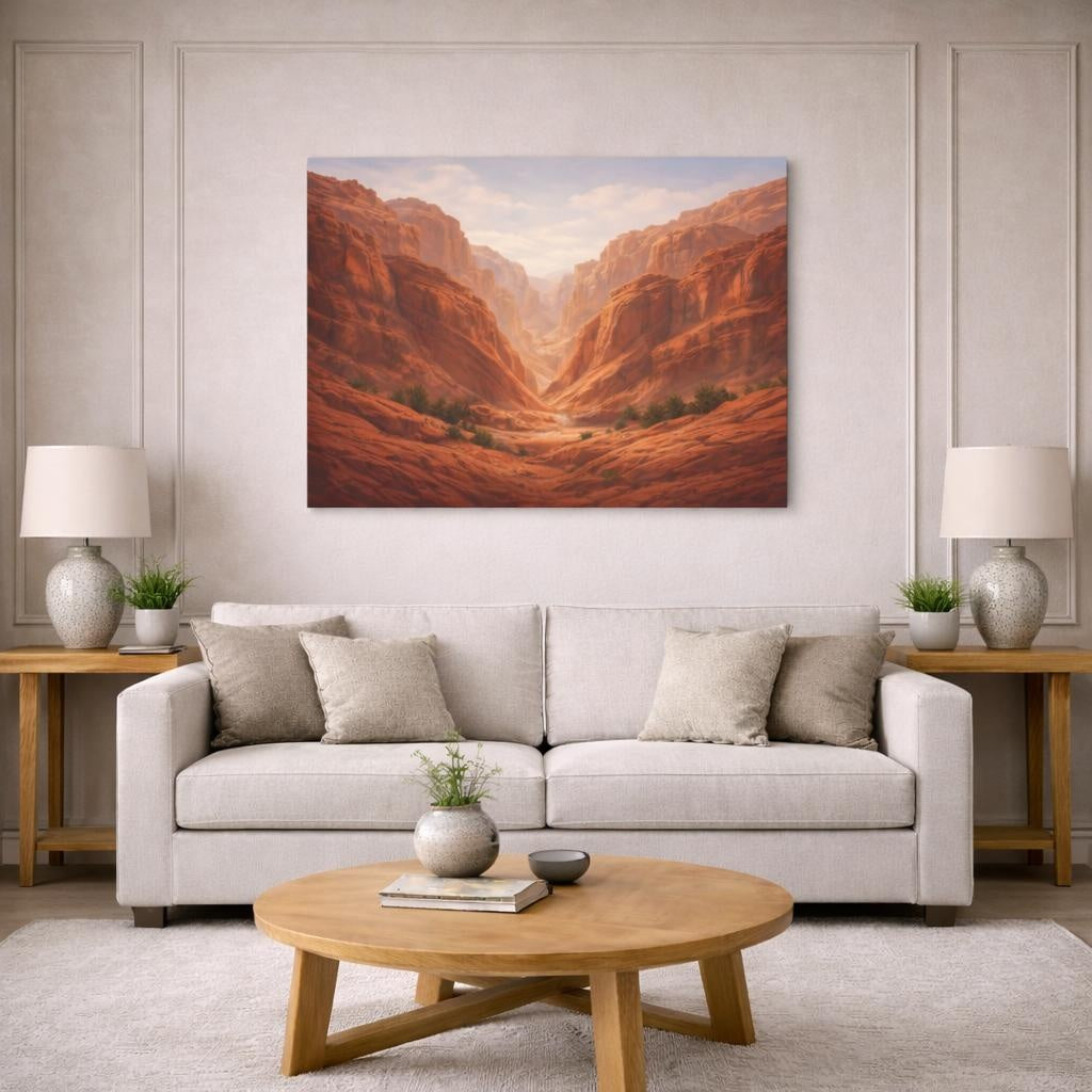 Nature Red Canyon shown as canvas wall art in a modern living room