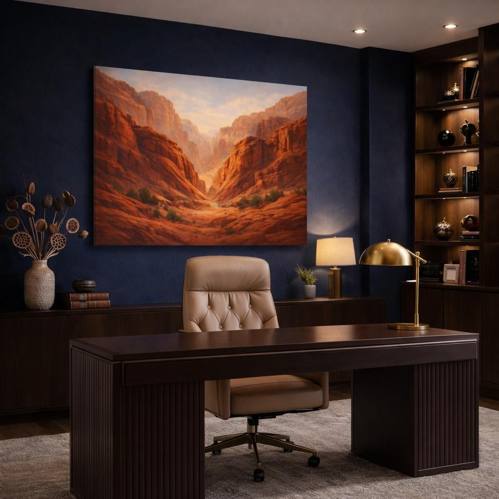 Nature Red Canyon shown as canvas wall art in a refined dining room