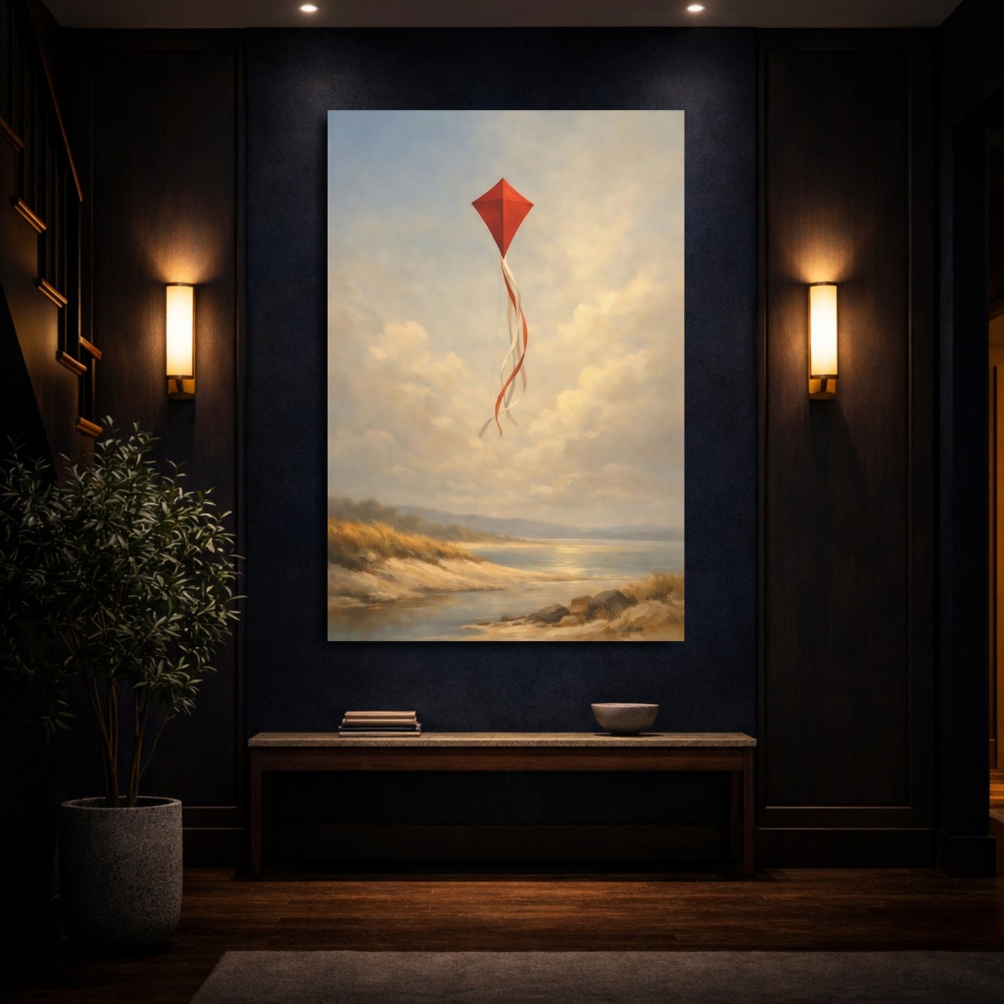Mockup 3. Nature Red Kite Red Kite Beach shown as stretched canvas wall art