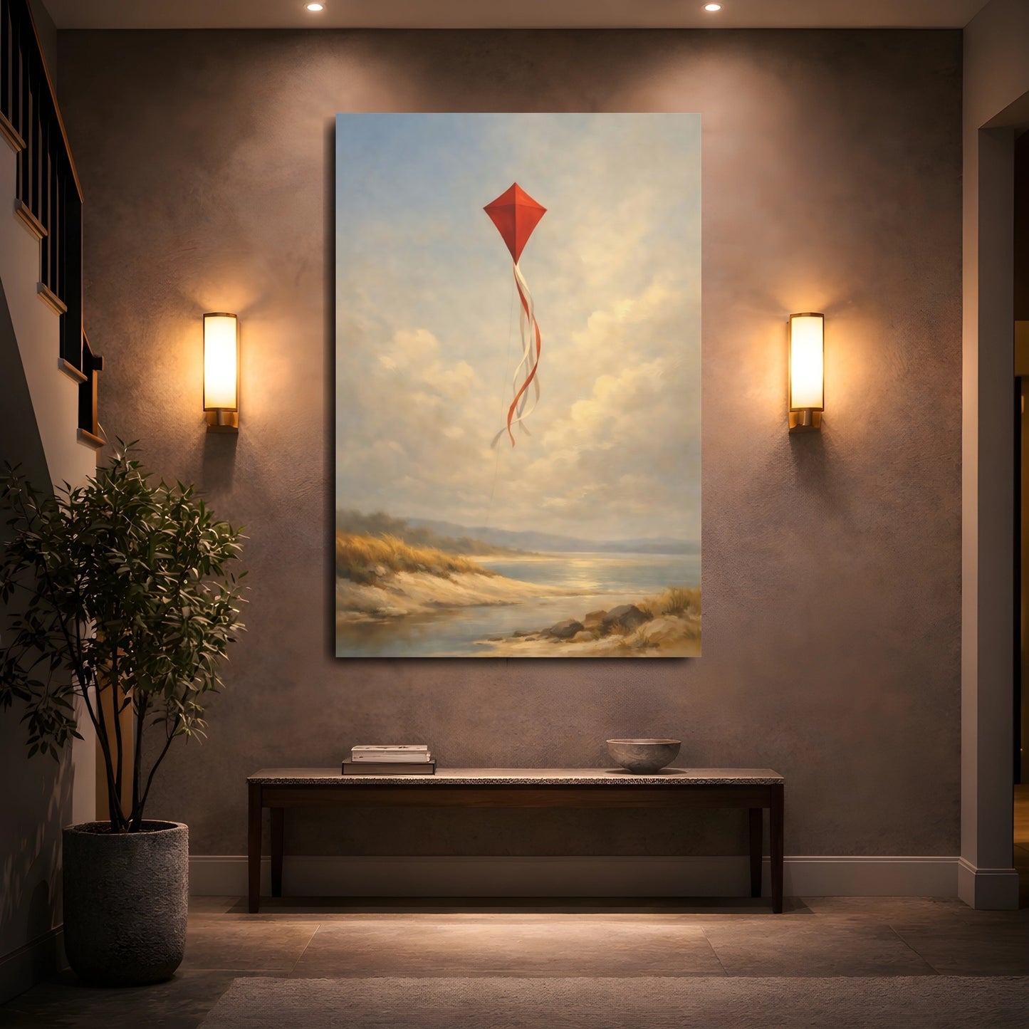 Mockup 4. Nature Red Kite Red Kite Beach shown as stretched canvas wall art