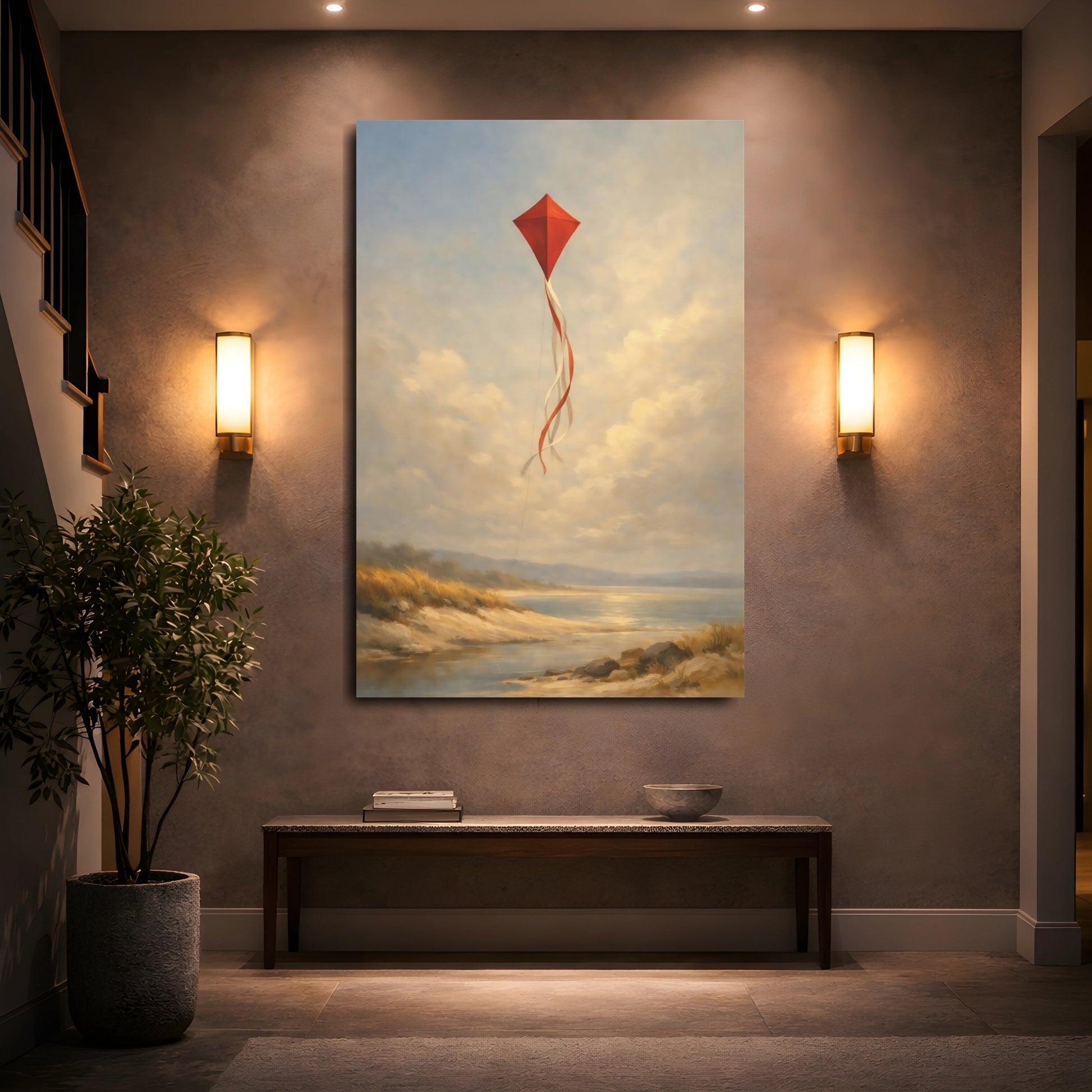 Mockup 4. Nature Red Kite Red Kite Beach shown as stretched canvas wall art