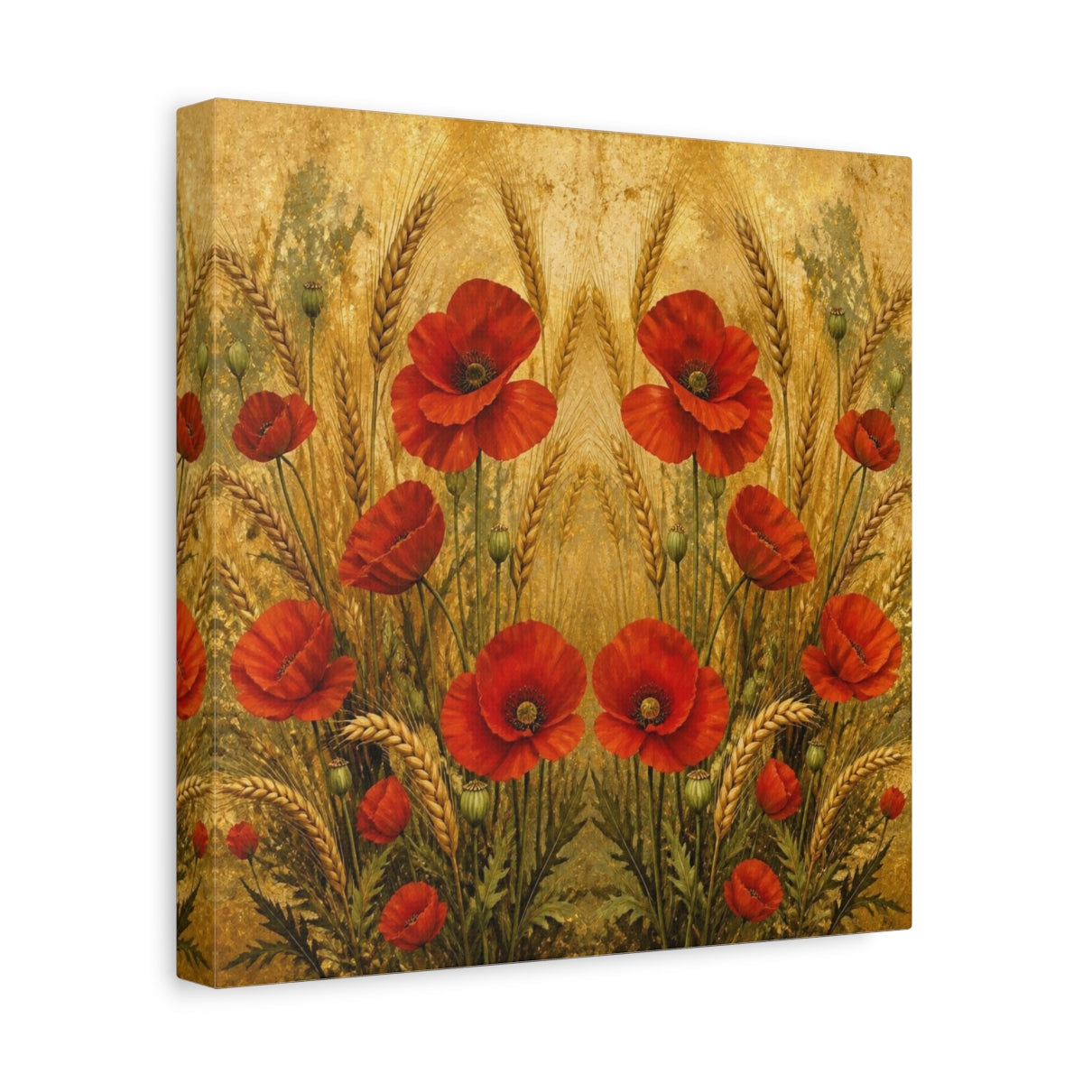 Side Mockup 8. Nature Red Poppies shown as canvas print