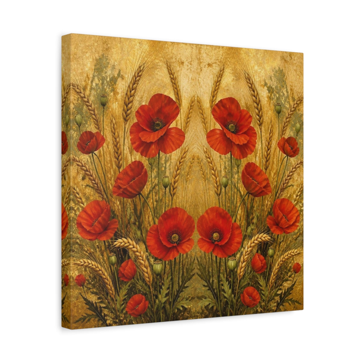 Side Mockup 6. Nature Red Poppies shown as canvas print