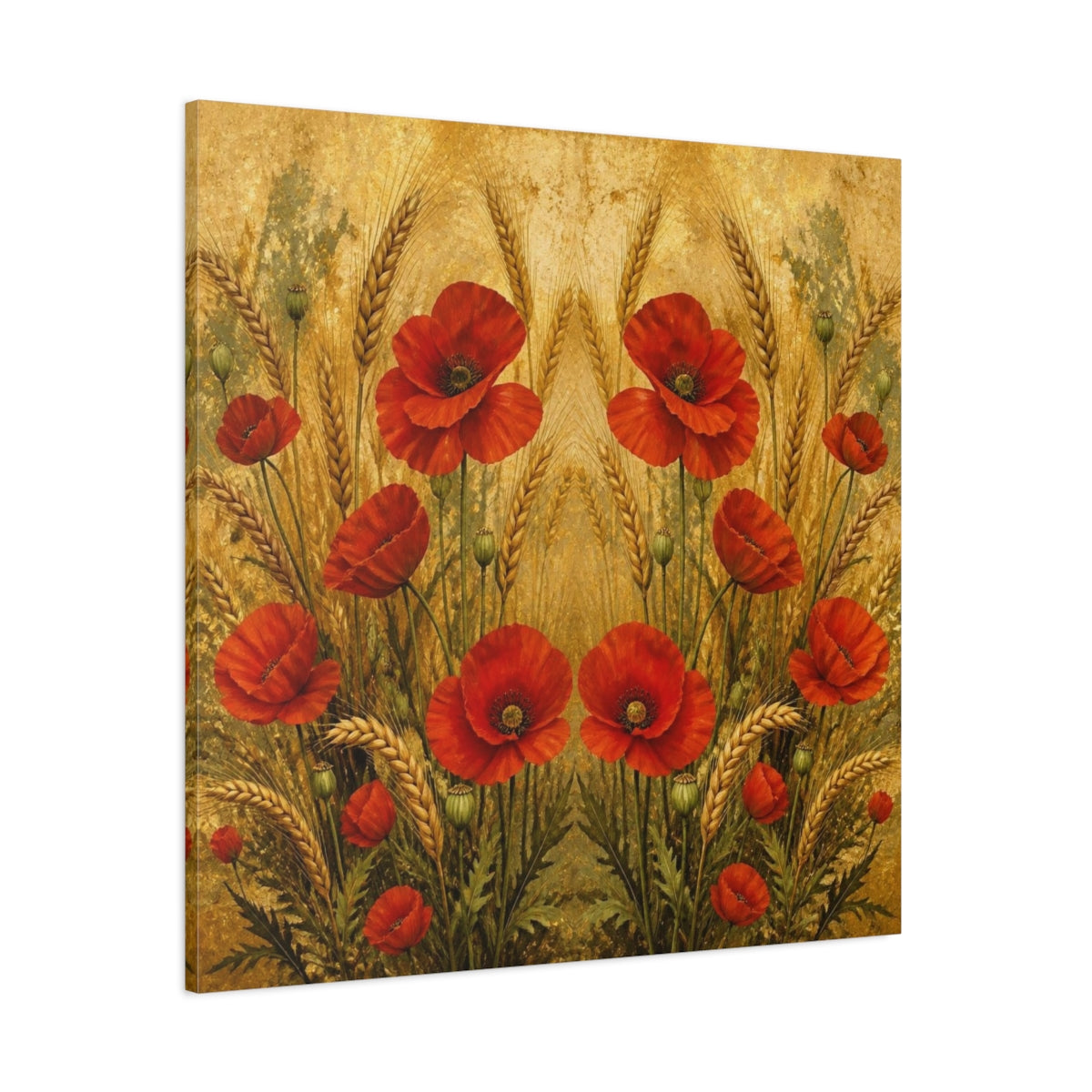 Side Mockup 1. Nature Red Poppies shown as canvas print