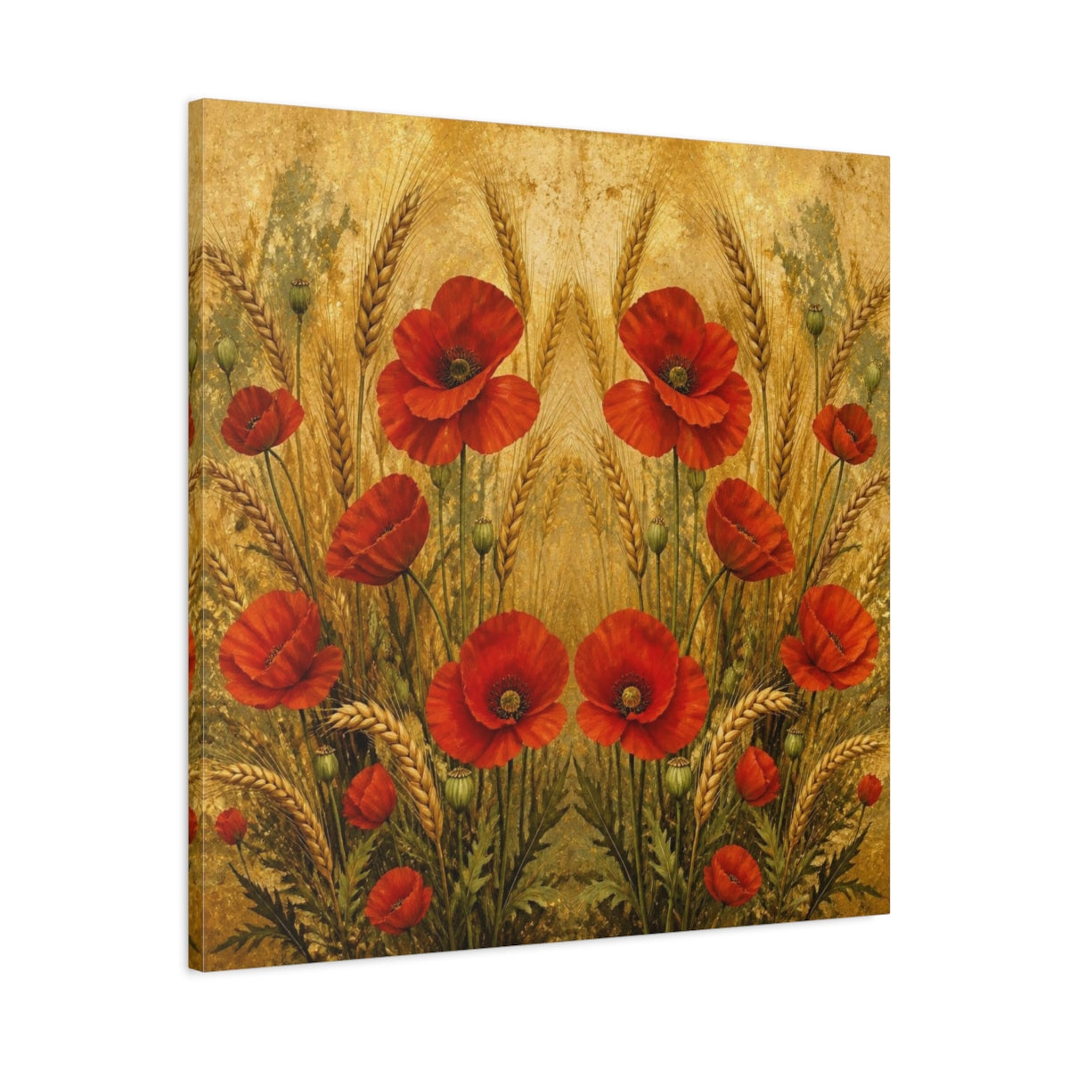 Side Mockup 3. Nature Red Poppies shown as canvas print