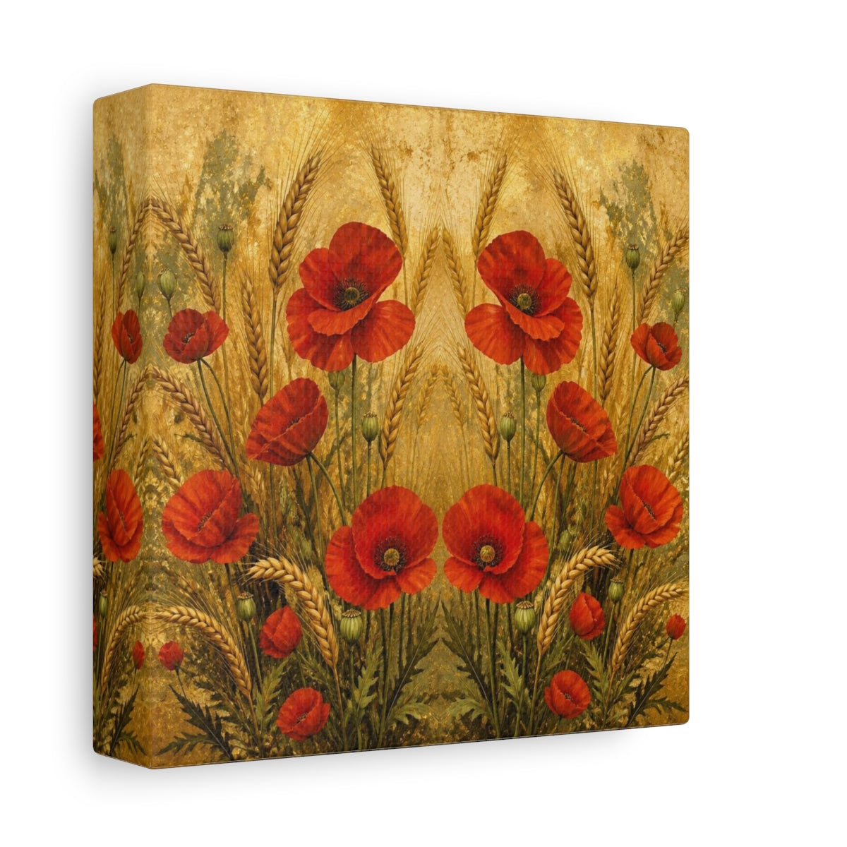 Side Mockup 2. Nature Red Poppies shown as canvas print