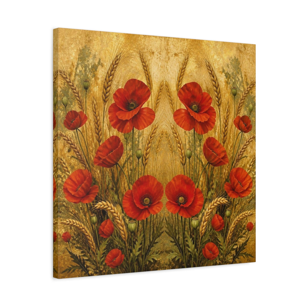 Side Mockup 4. Nature Red Poppies shown as canvas print