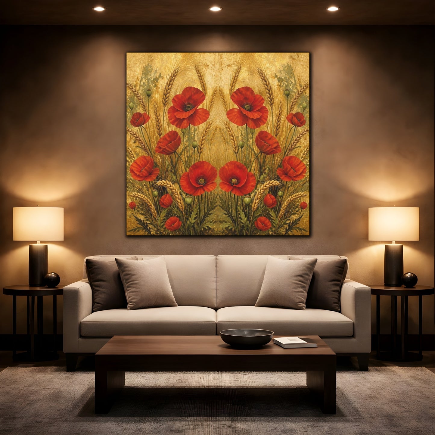 Mockup 2. Nature Red Poppies shown as canvas print