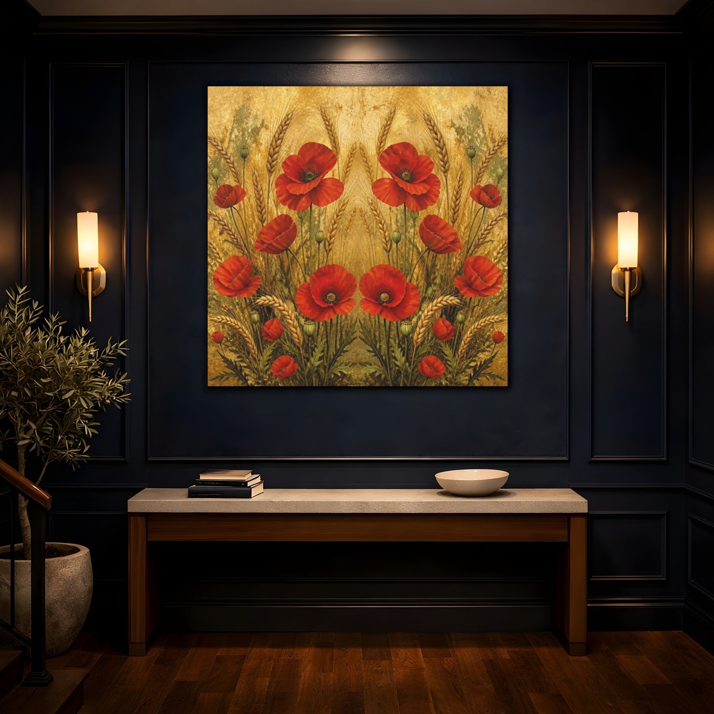 Mockup 4. Nature Red Poppies shown as canvas print