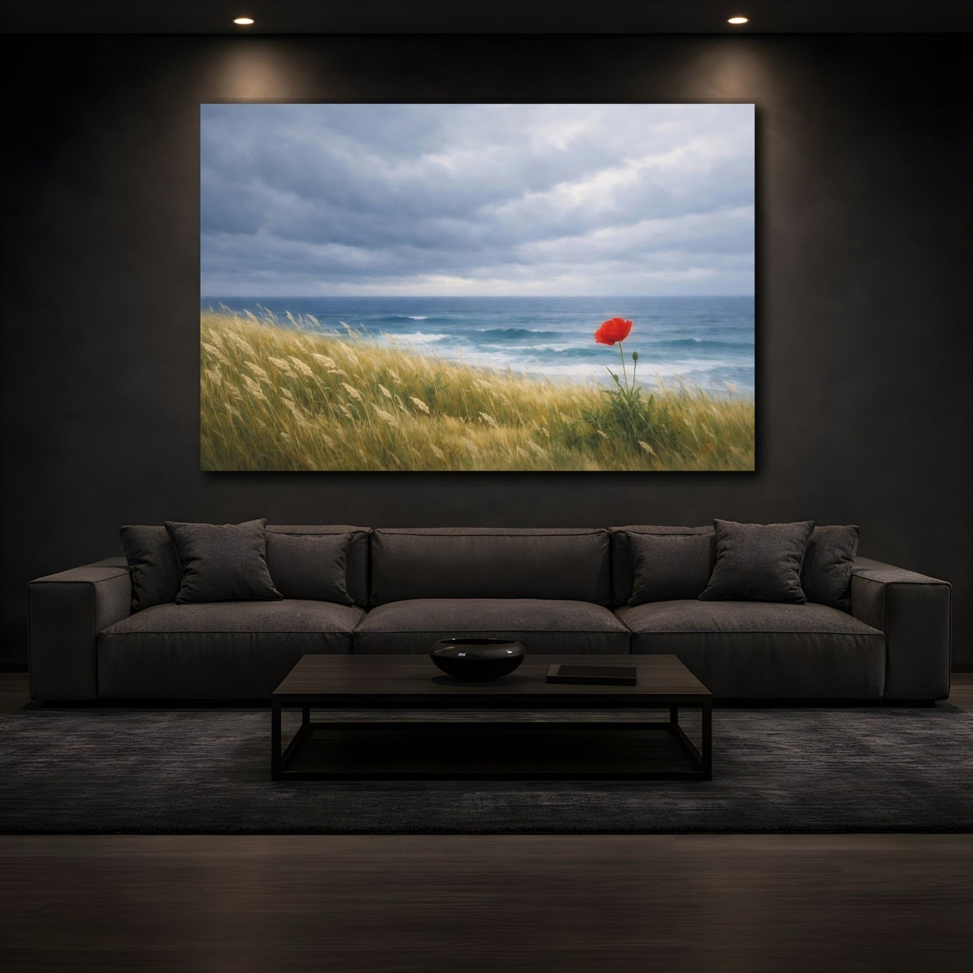 Nature Red Poppy Seascape - Canvas Wall Art Print - YesArtYes