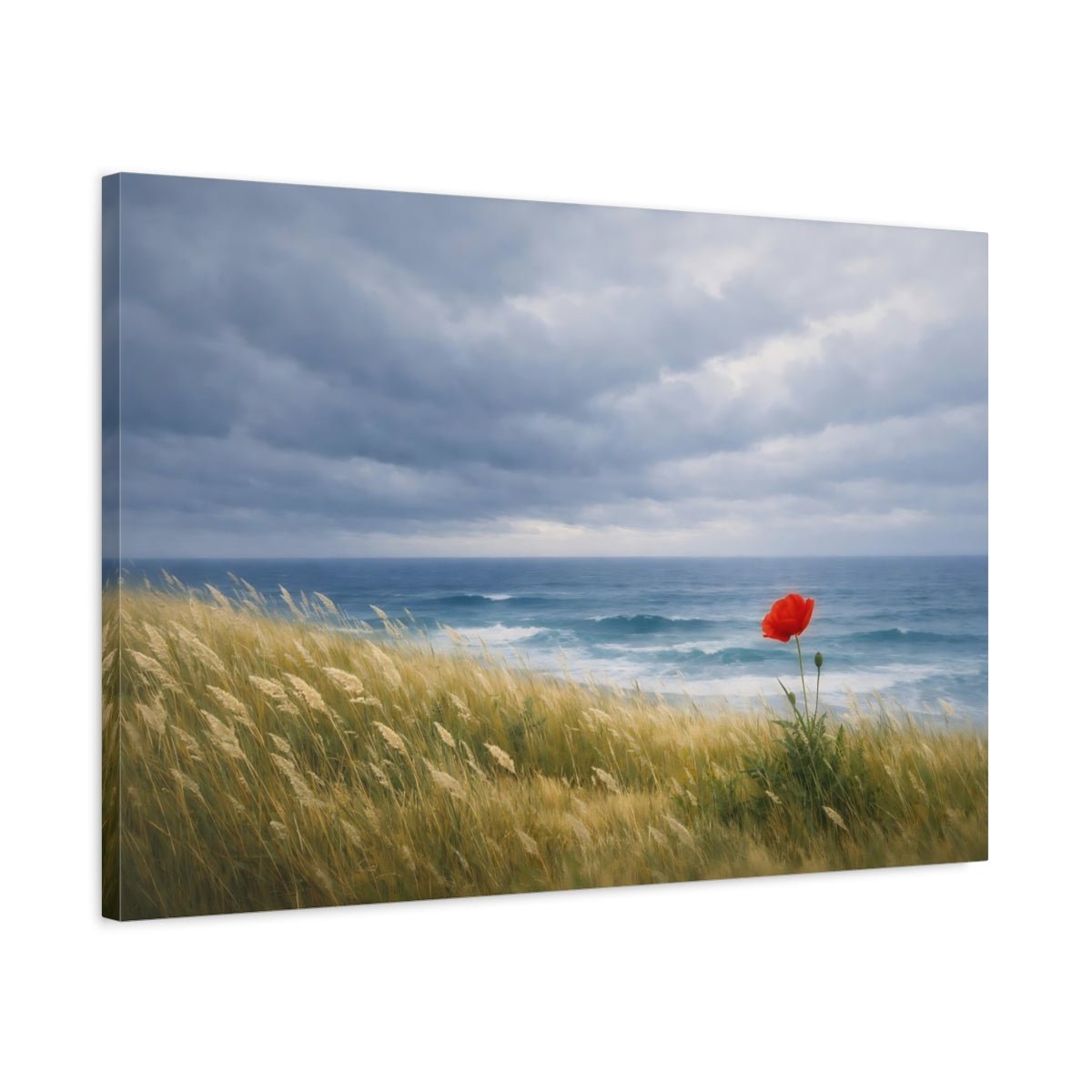Nature Red Poppy Seascape - Canvas Wall Art Print - YesArtYes