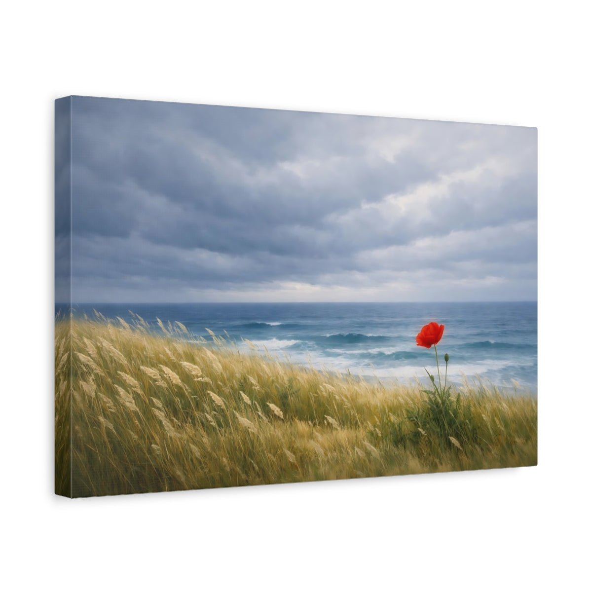 Nature Red Poppy Seascape - Canvas Wall Art Print - YesArtYes
