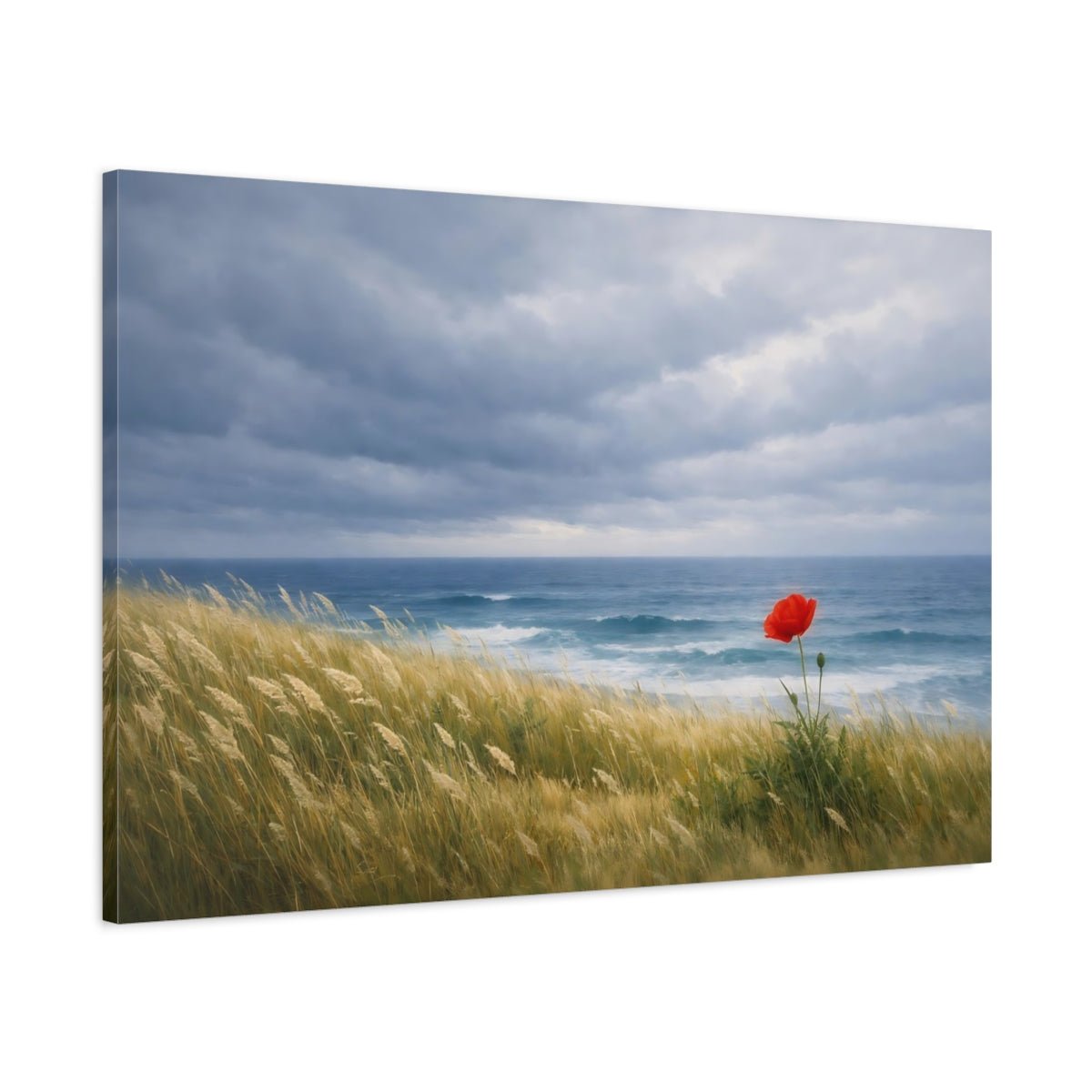 Nature Red Poppy Seascape - Canvas Wall Art Print - YesArtYes