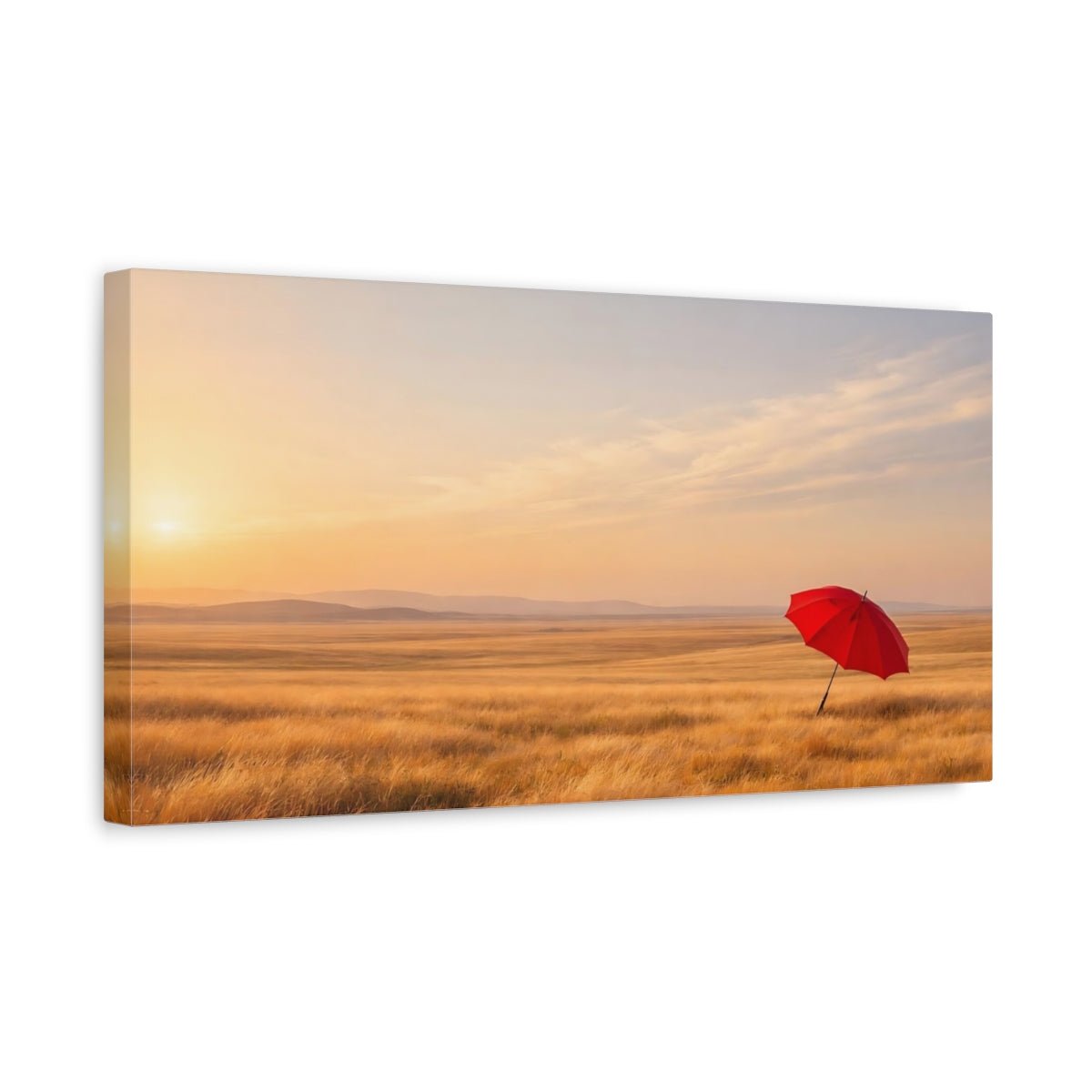 Nature Red Umbrella Landscape - Canvas Wall Art Print - YesArtYes