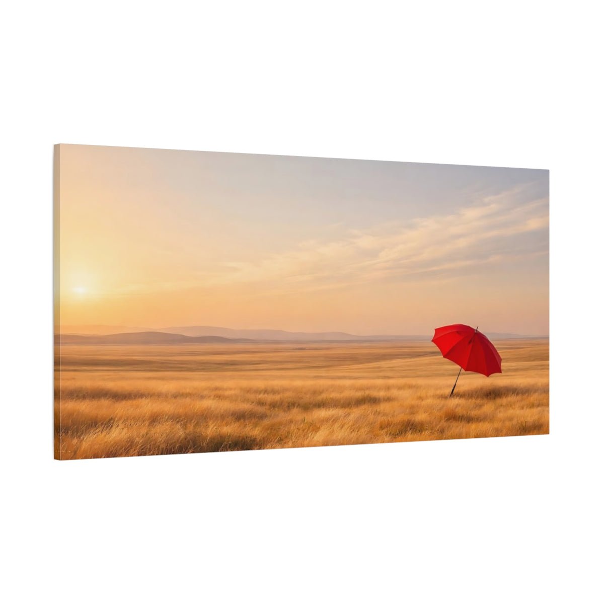 Nature Red Umbrella Landscape - Canvas Wall Art Print - YesArtYes