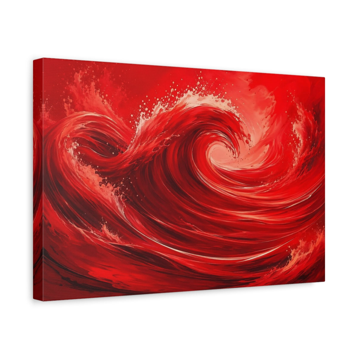 Side Mockup 4. Nature Red Wave Red Abstract shown as stretched canvas wall art