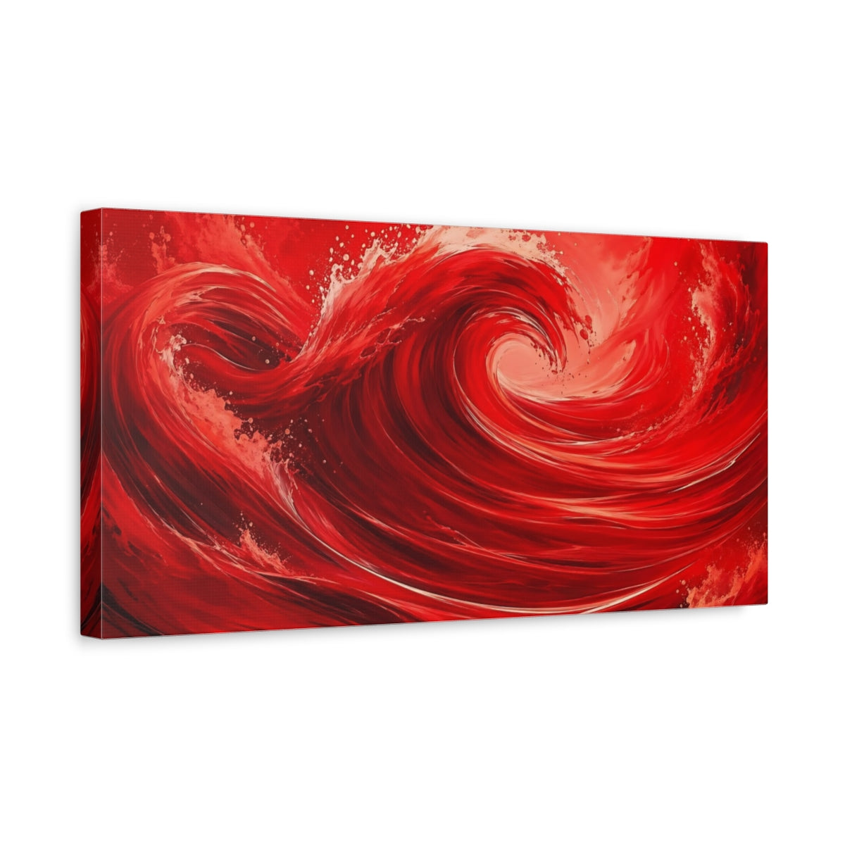 Side Mockup 3. Nature Red Wave Red And White shown as stretched canvas wall art