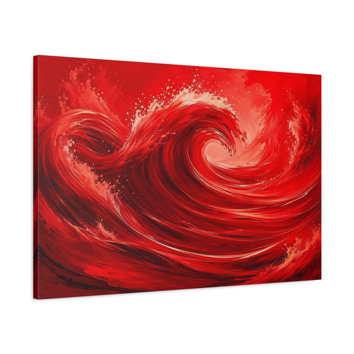 Main Mockup. Nature Red Wave Red Abstract shown as stretched canvas wall art