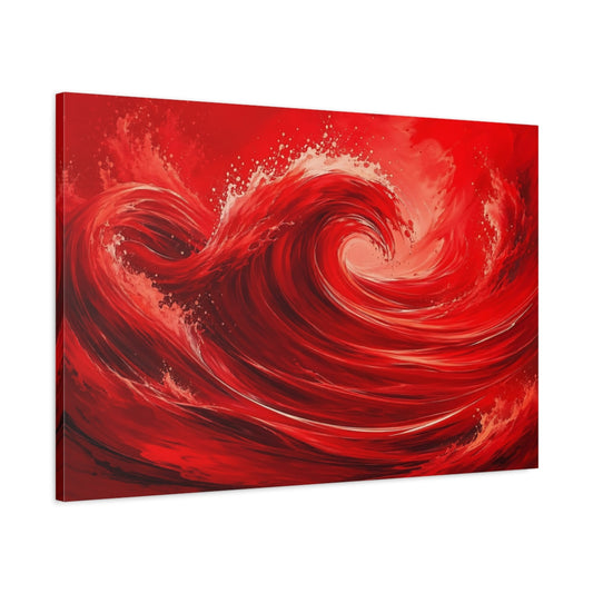 Main Mockup. Nature Red Wave Red Abstract shown as stretched canvas wall art