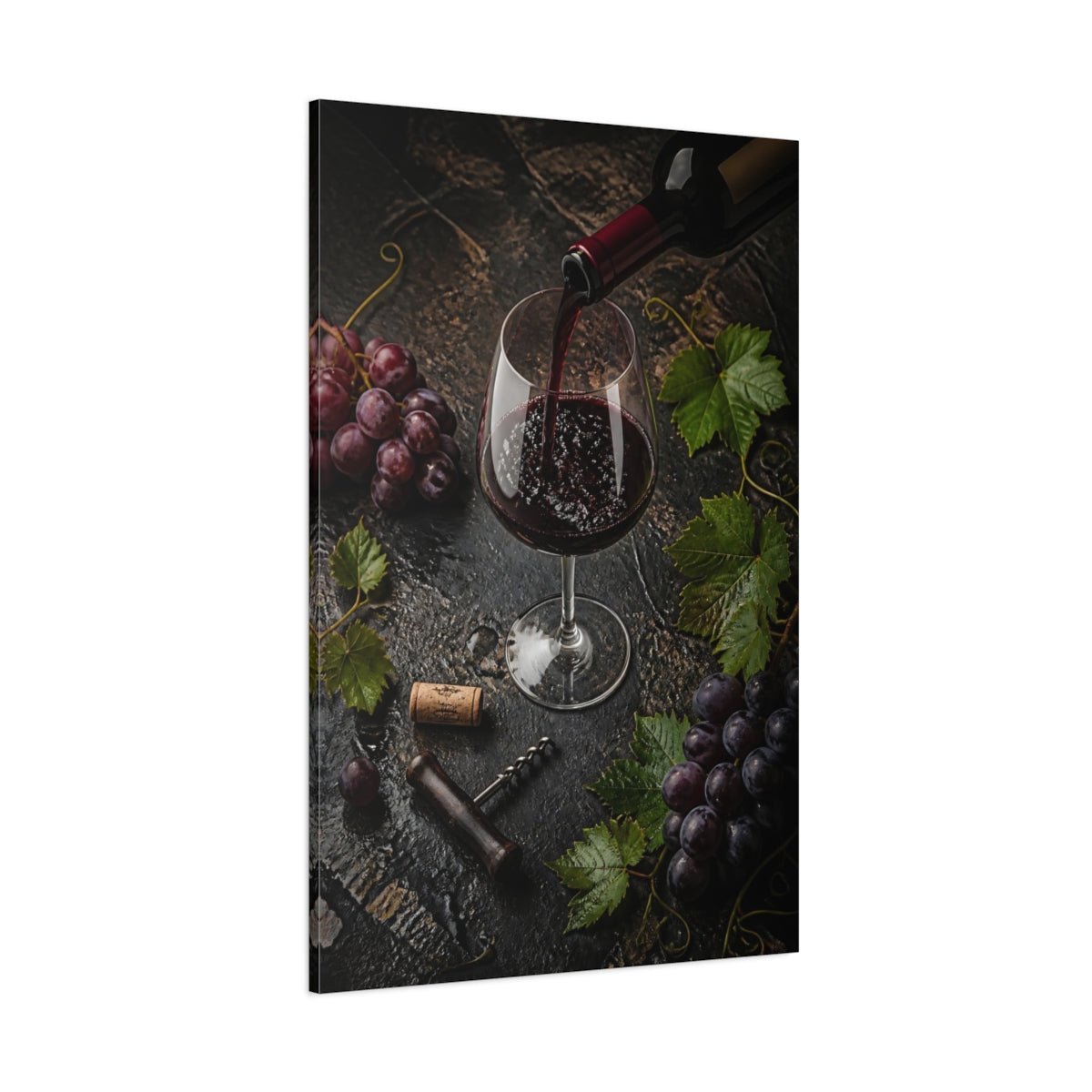 Nature Red Wine Art Canvas Print – Dining Room, Area Wall, Maroon, Black - YesArtYes