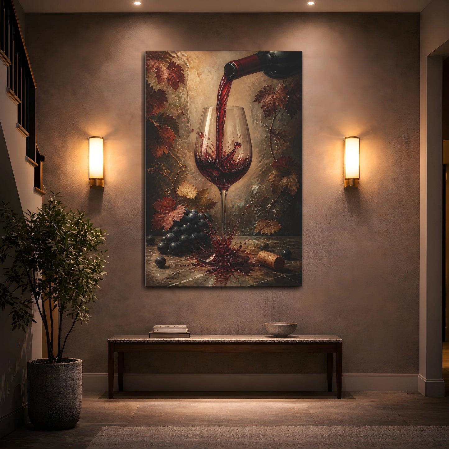 Mockup 2. Nature Red Wine Red Wine Splash shown as stretched canvas wall art