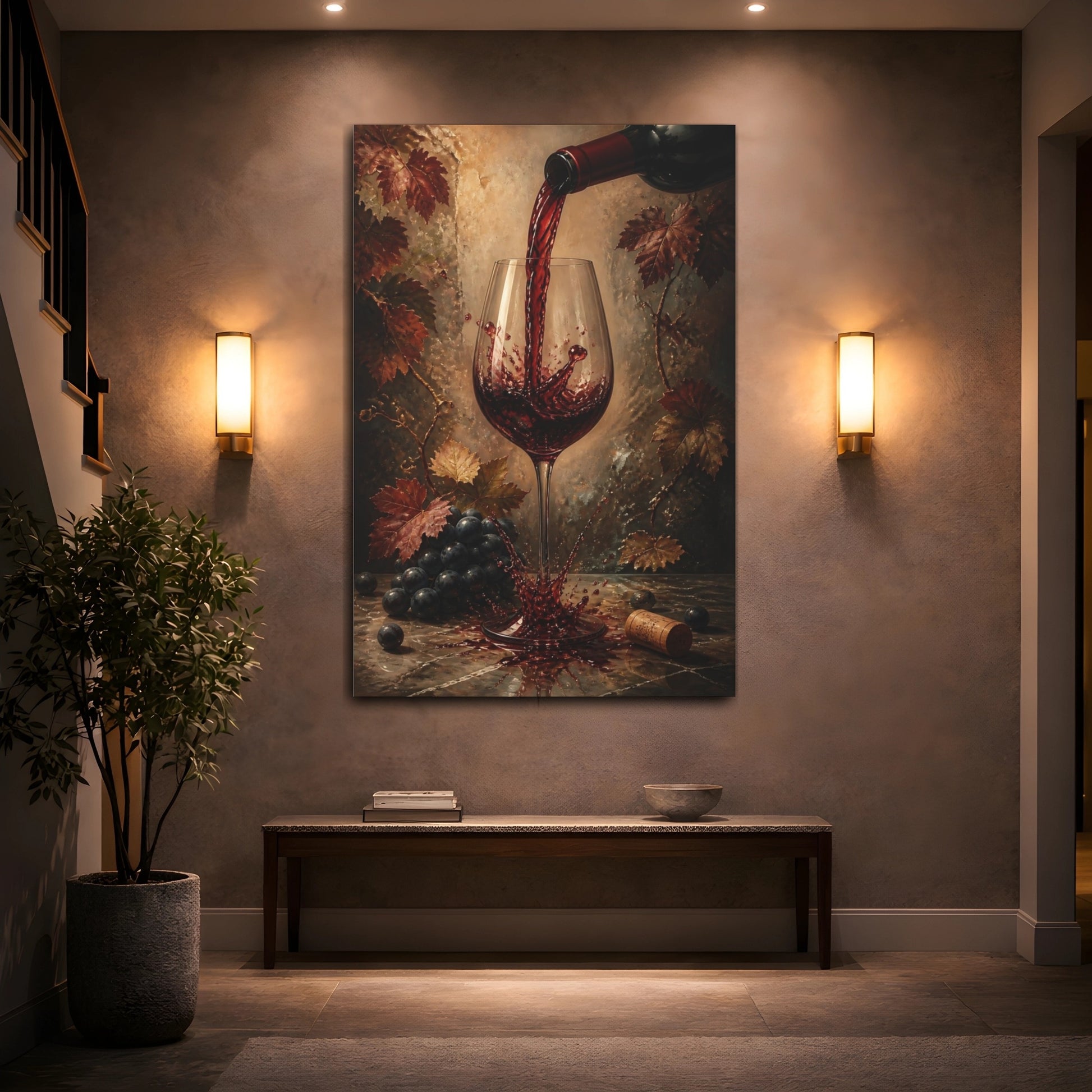 Mockup 2. Nature Red Wine Red Wine Splash shown as stretched canvas wall art