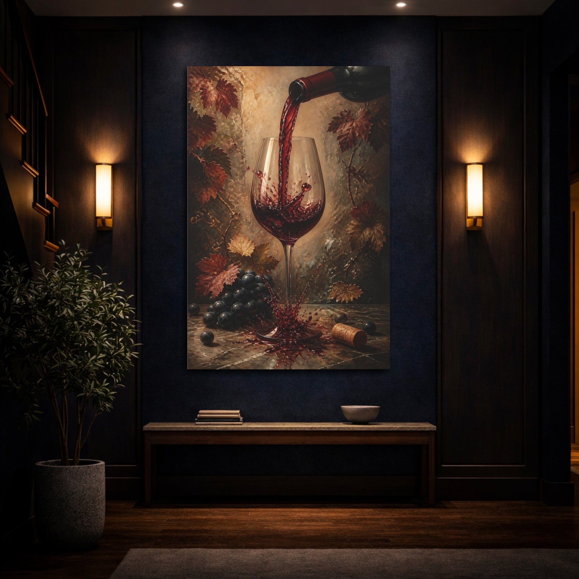 Mockup 4. Nature Red Wine Red Wine Splash shown as stretched canvas wall art