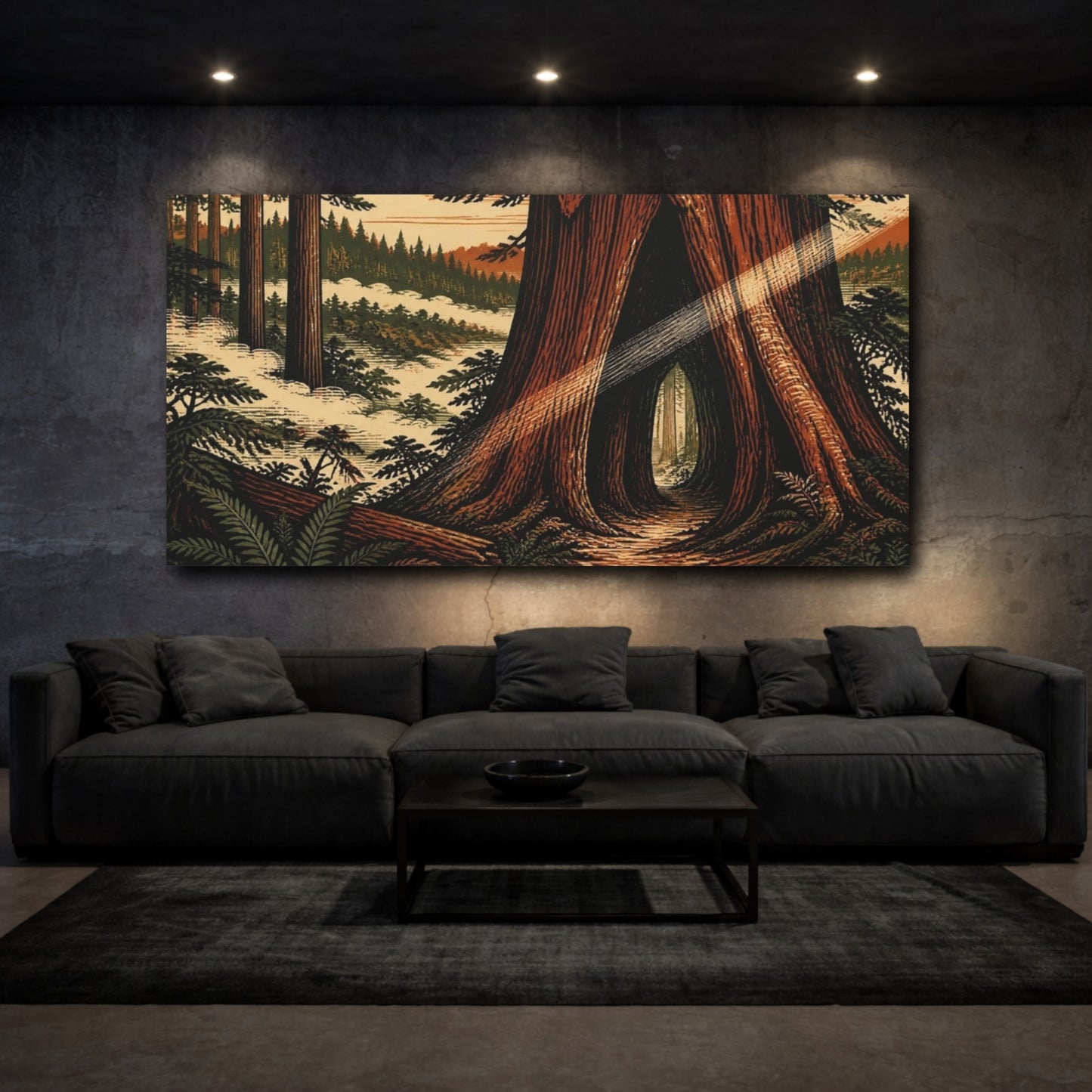Mockup 3. Nature Redwood Hollow shown as canvas print