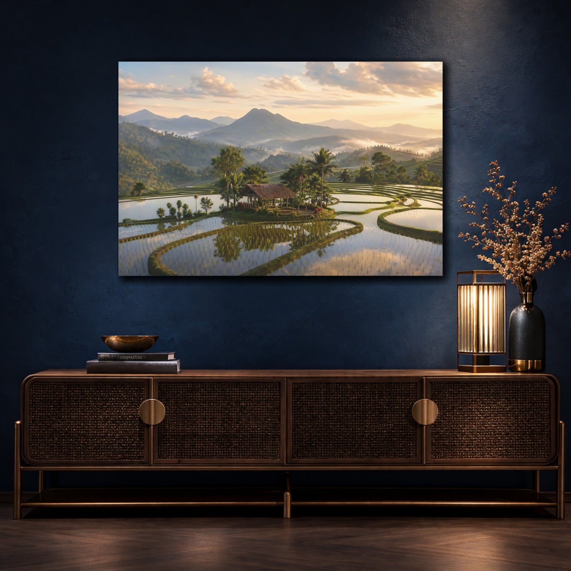 Mockup 4. Nature Rice Paddies Rice Terraces shown as stretched canvas wall art