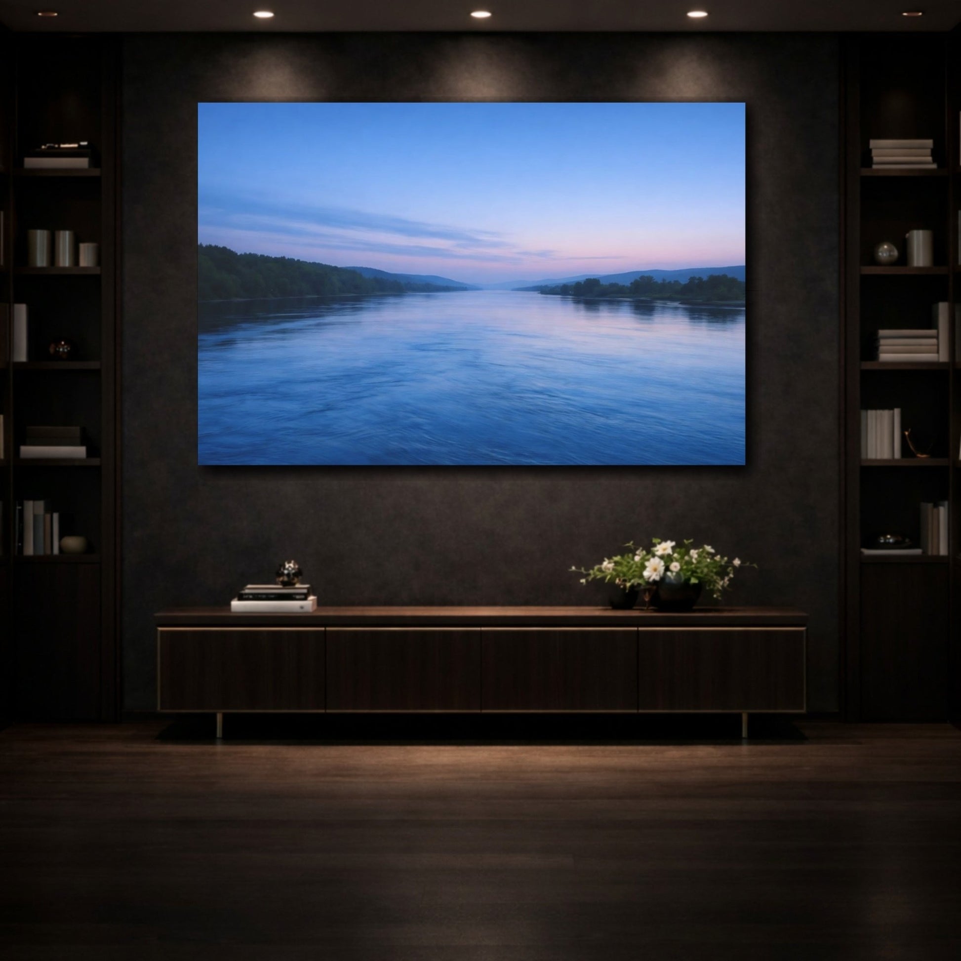 Nature River Blue Landscape - Canvas Wall Art Print - YesArtYes