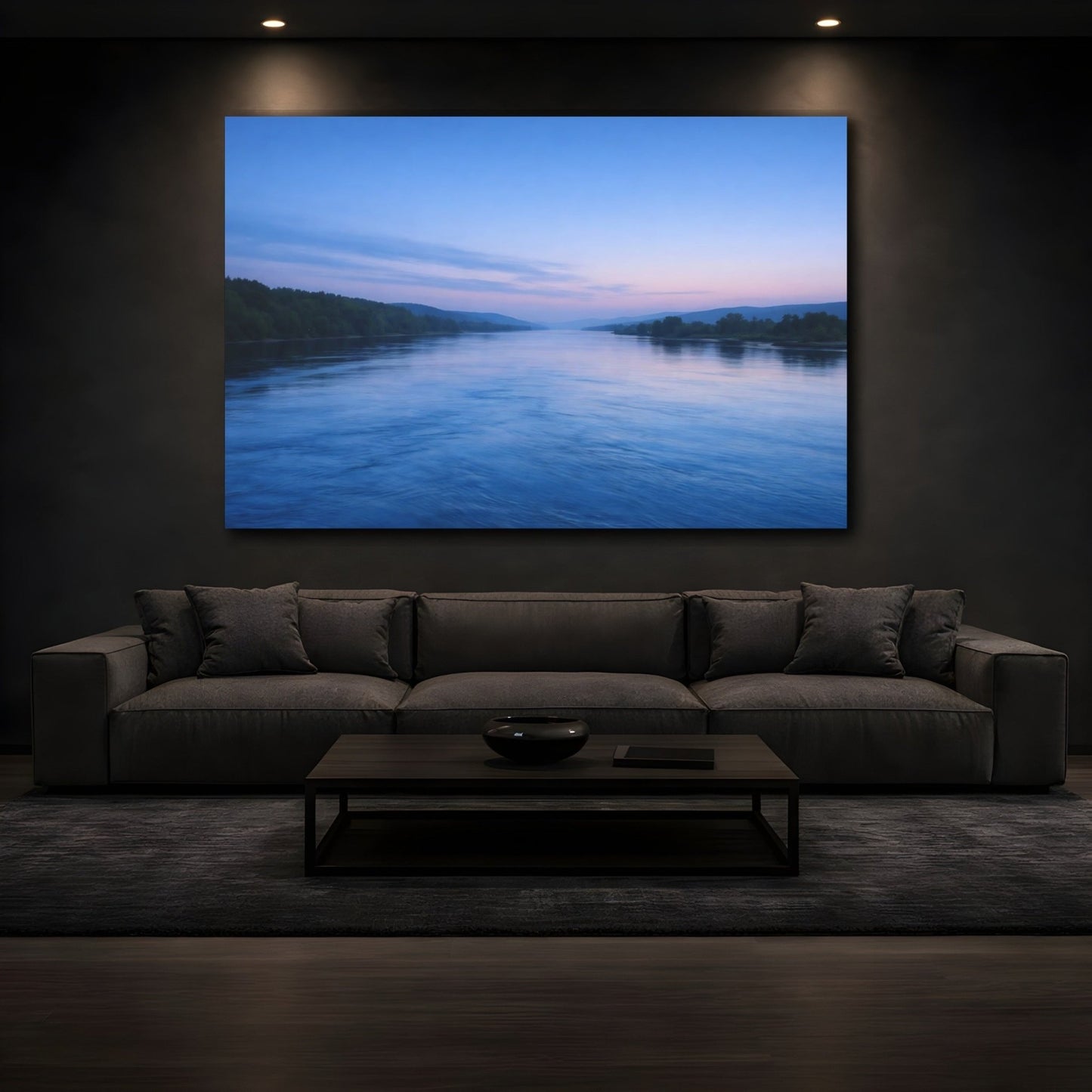 Nature River Blue Landscape - Canvas Wall Art Print - YesArtYes