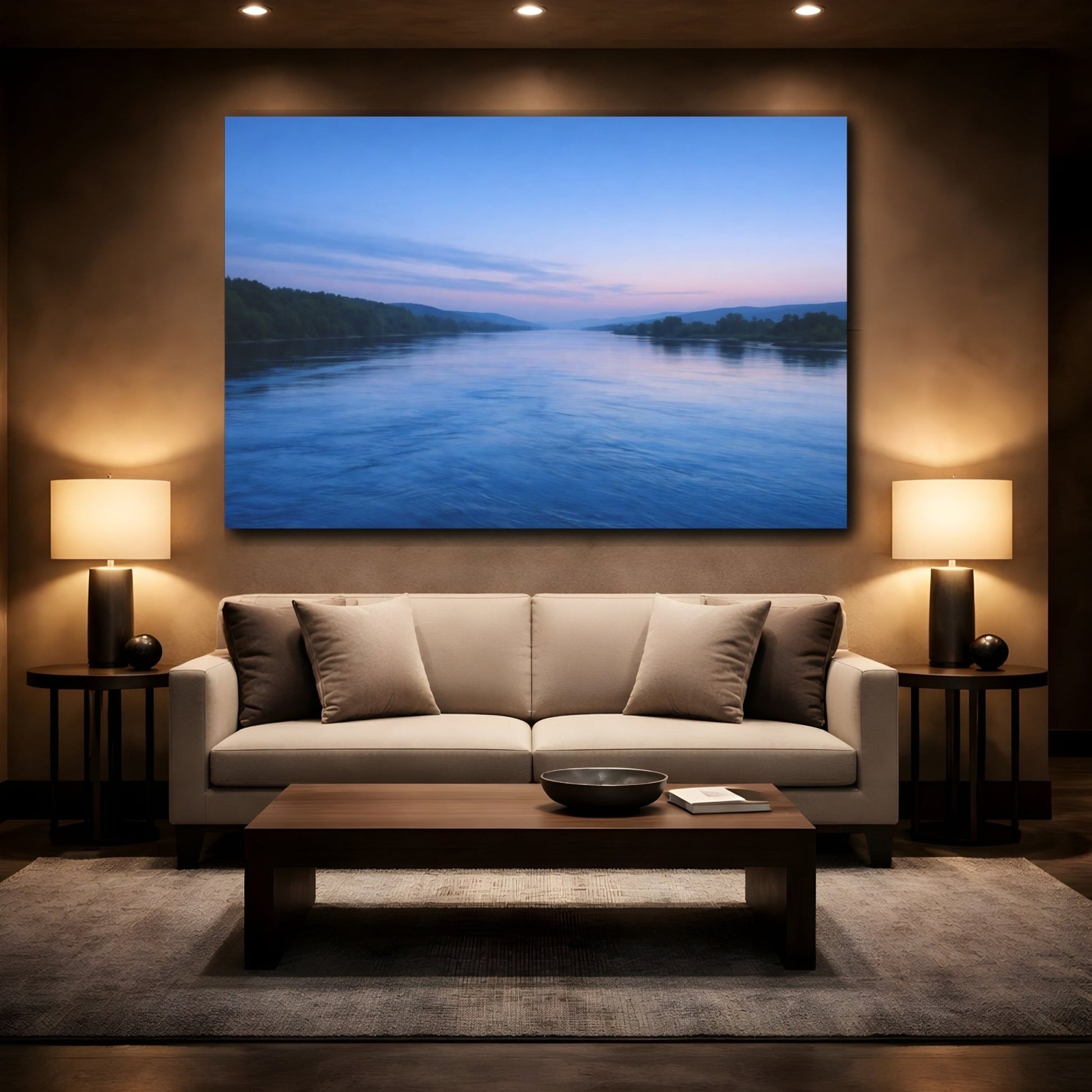 Nature River Blue Landscape - Canvas Wall Art Print - YesArtYes