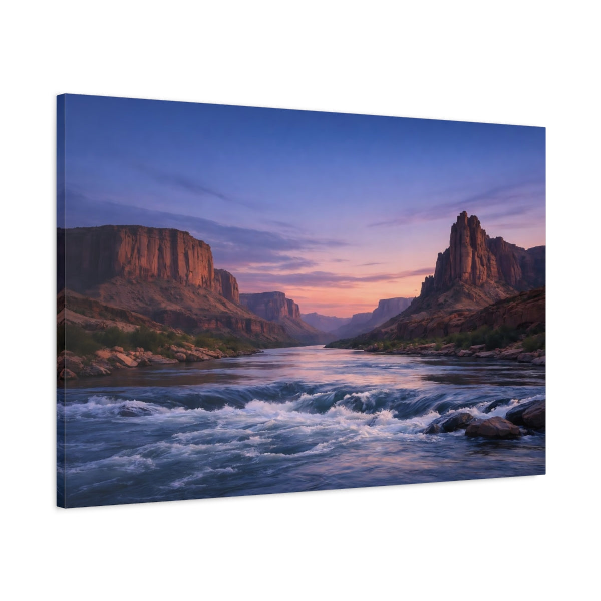 Main Mockup. Nature River Canyon Canyon River Sunset shown as stretched canvas wall art