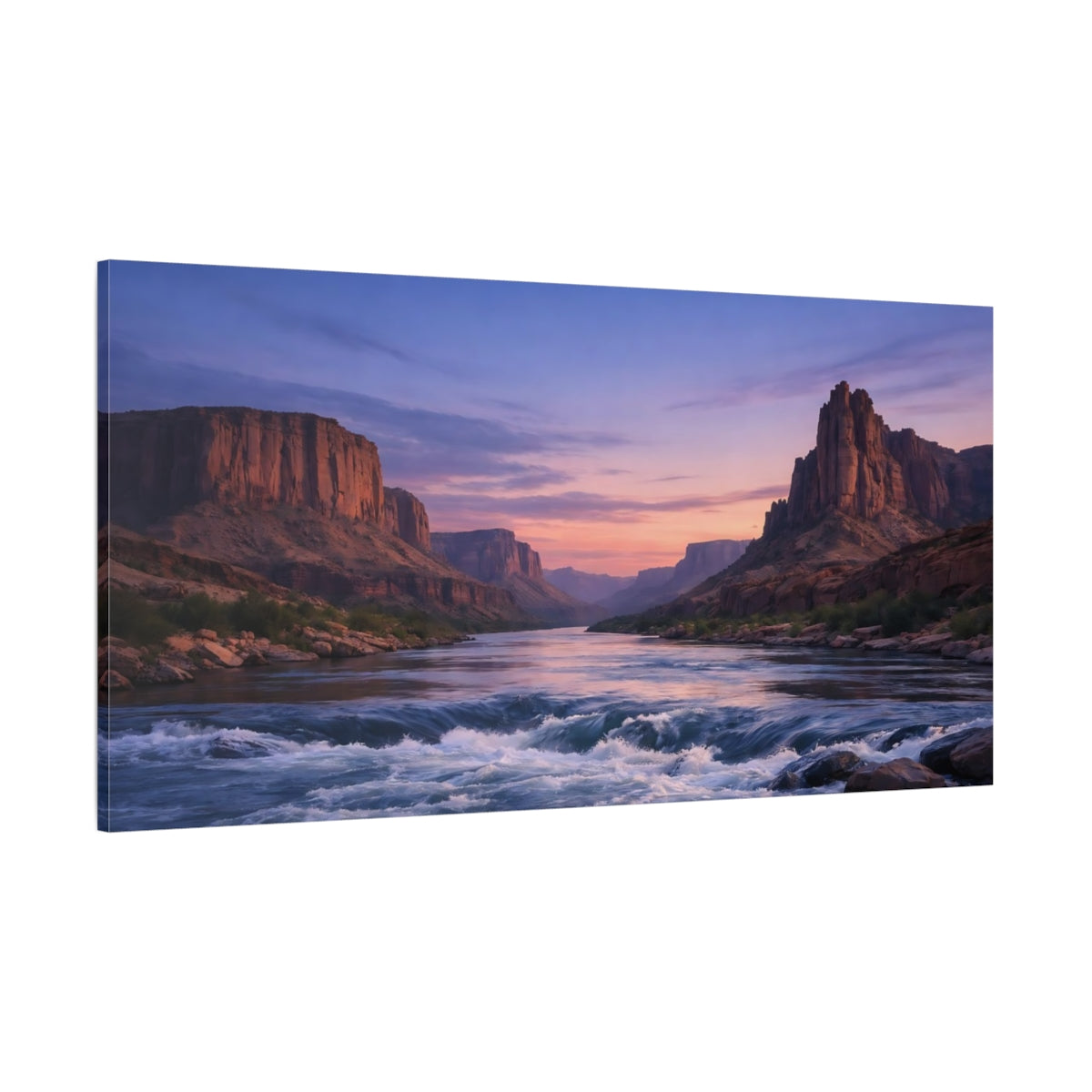 Main Mockup. Nature River Canyon Canyon River Sunset shown as stretched canvas wall art