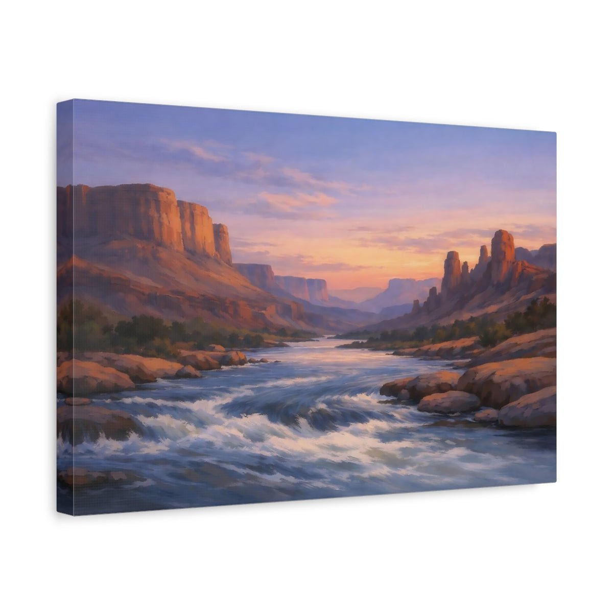 Nature River Canyon Desert Sunset - Canvas Wall Art Print - YesArtYes