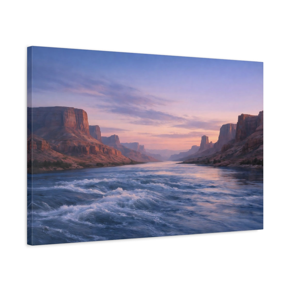 Side Mockup 2. Nature River Canyon Pastel Canyon shown as stretched canvas wall art