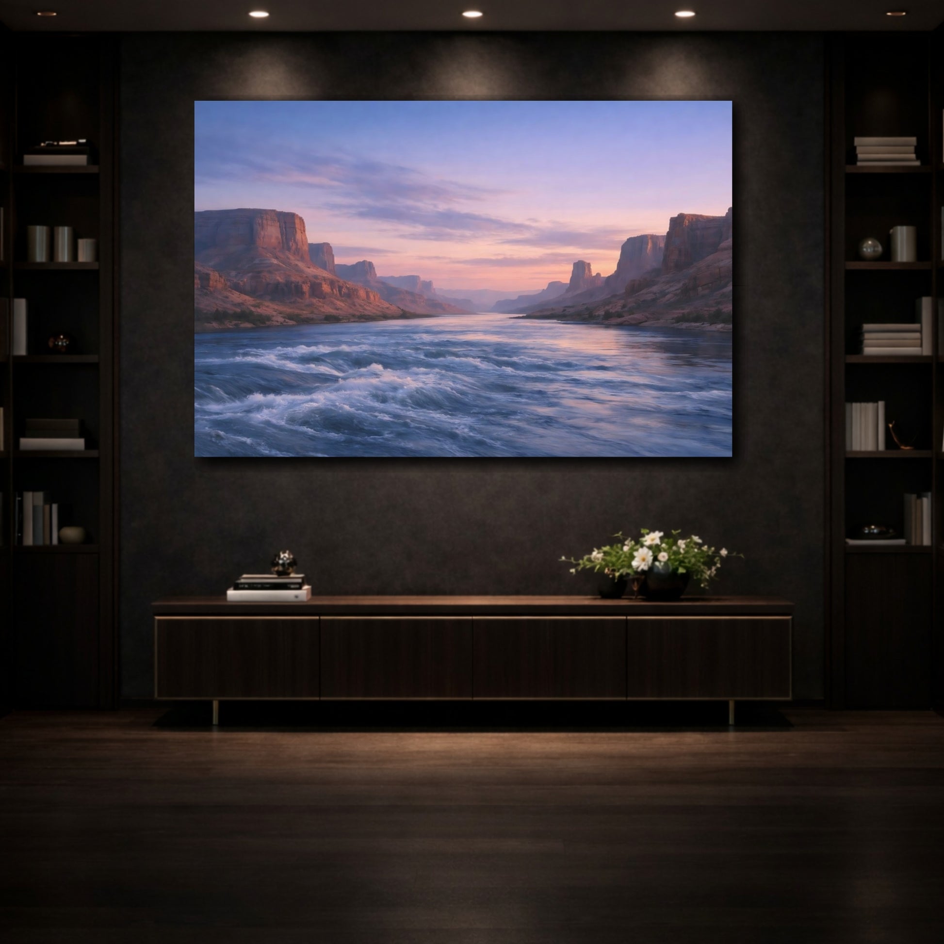 Mockup 3. Nature River Canyon Pastel Canyon shown as stretched canvas wall art