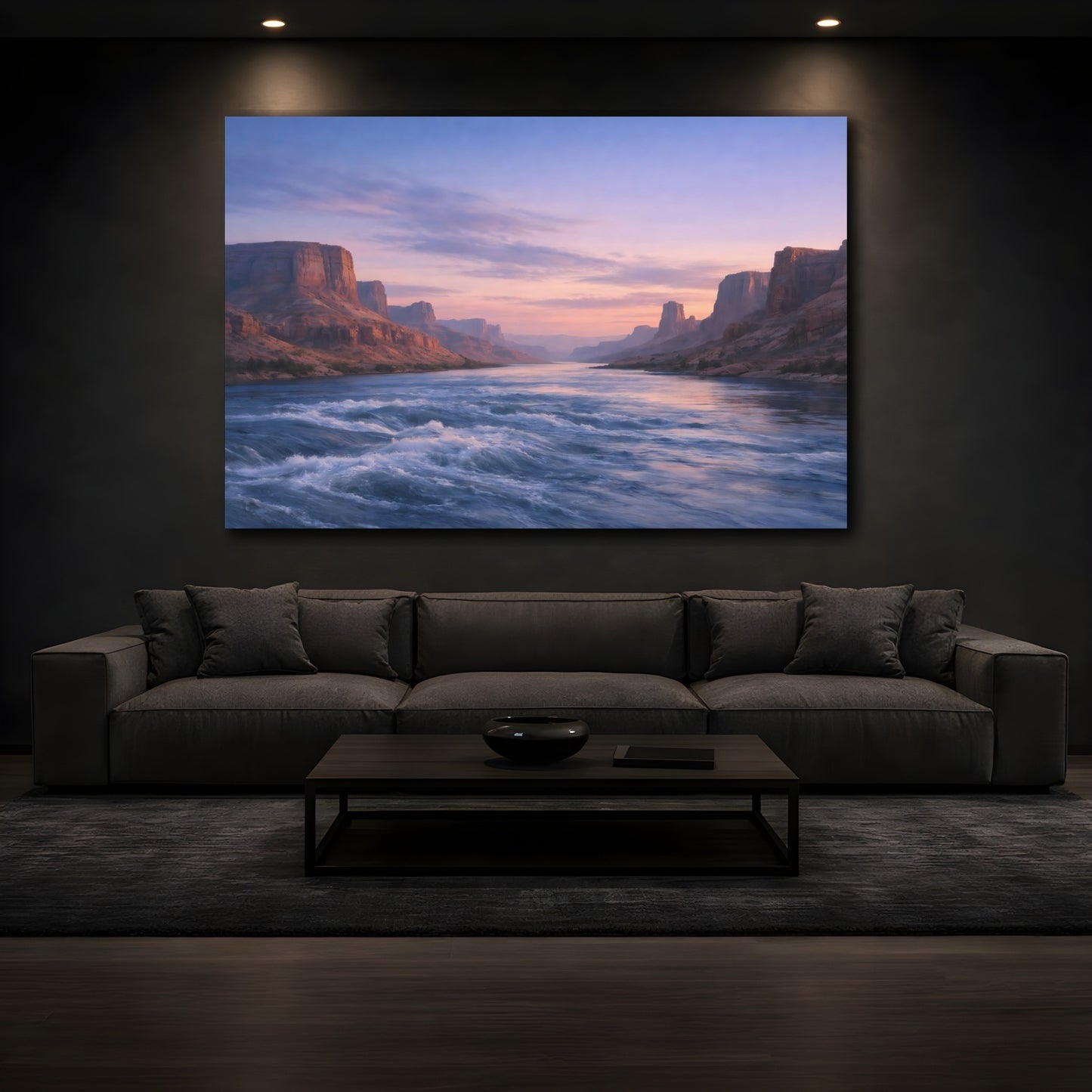 Mockup 4. Nature River Canyon Pastel Canyon shown as stretched canvas wall art