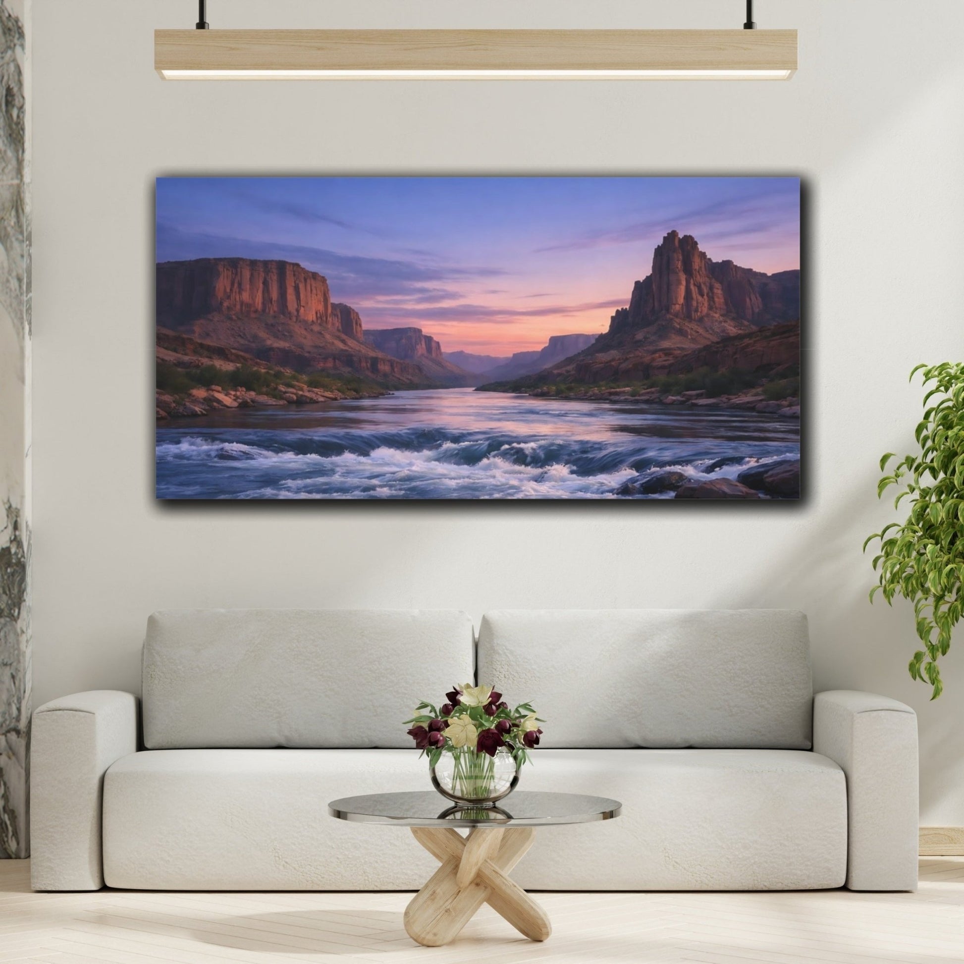 Nature River Canyon Sunset - Canvas Wall Art Print - YesArtYes