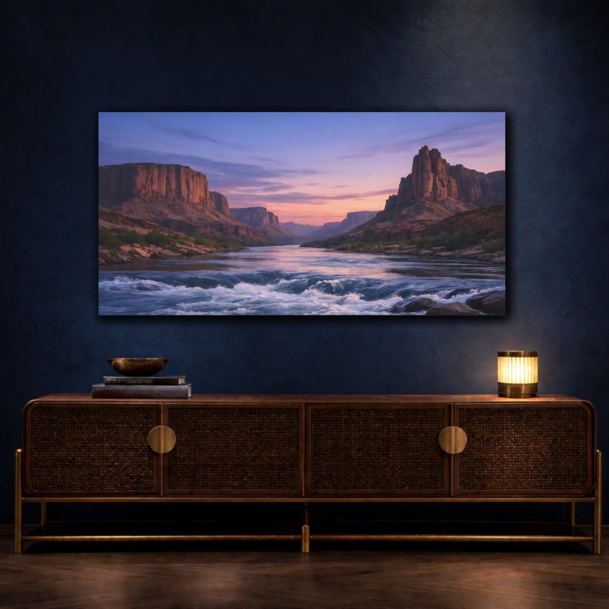 Nature River Canyon Sunset - Canvas Wall Art Print - YesArtYes