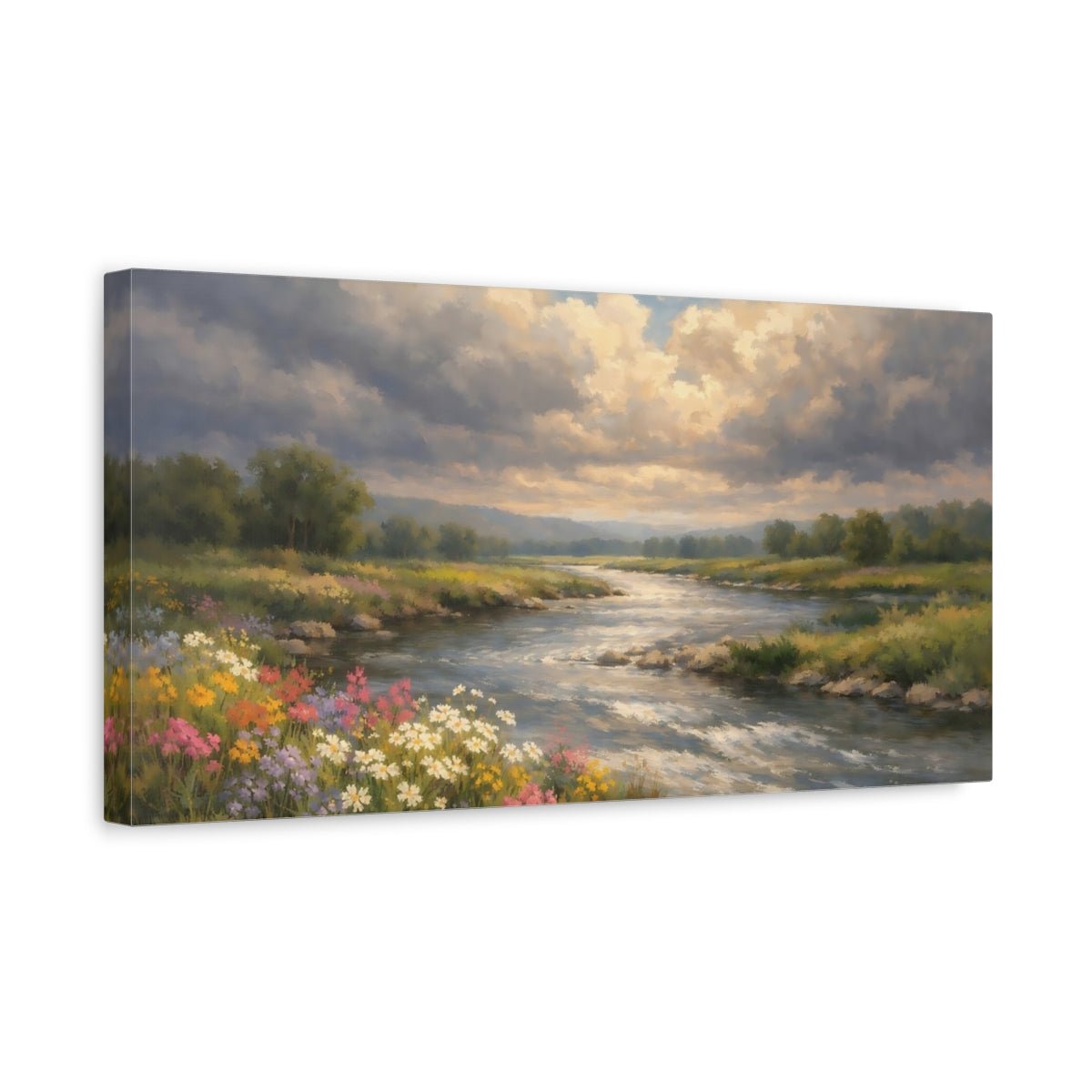 Nature River Landscape Colorful - Canvas Wall Art Print - YesArtYes