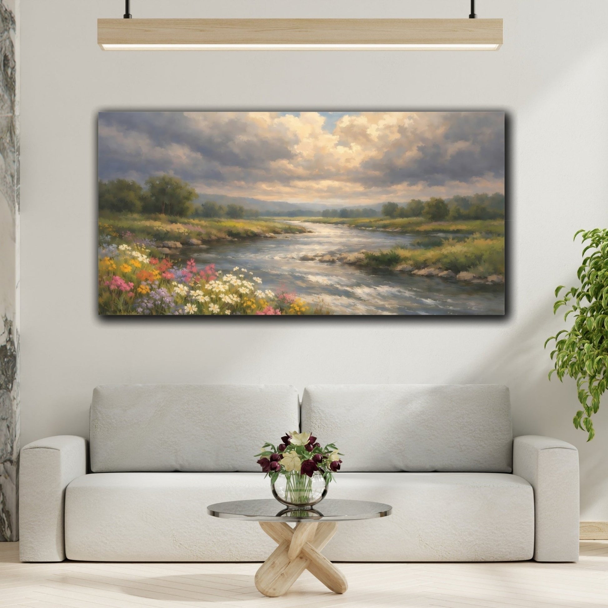 Nature River Landscape Colorful - Canvas Wall Art Print - YesArtYes