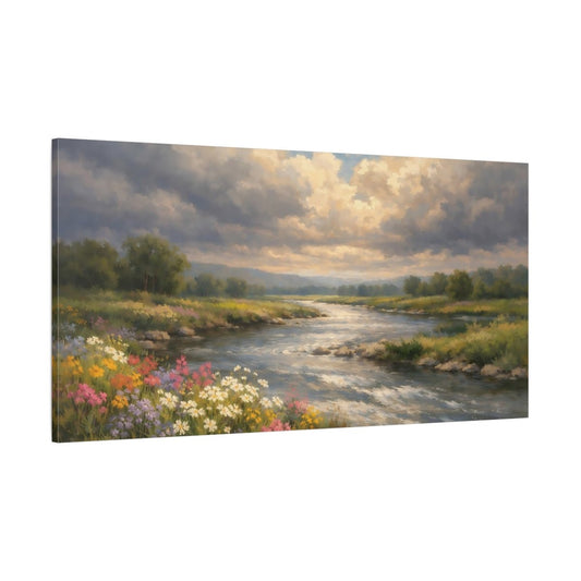 Nature River Landscape Colorful - Canvas Wall Art Print - YesArtYes