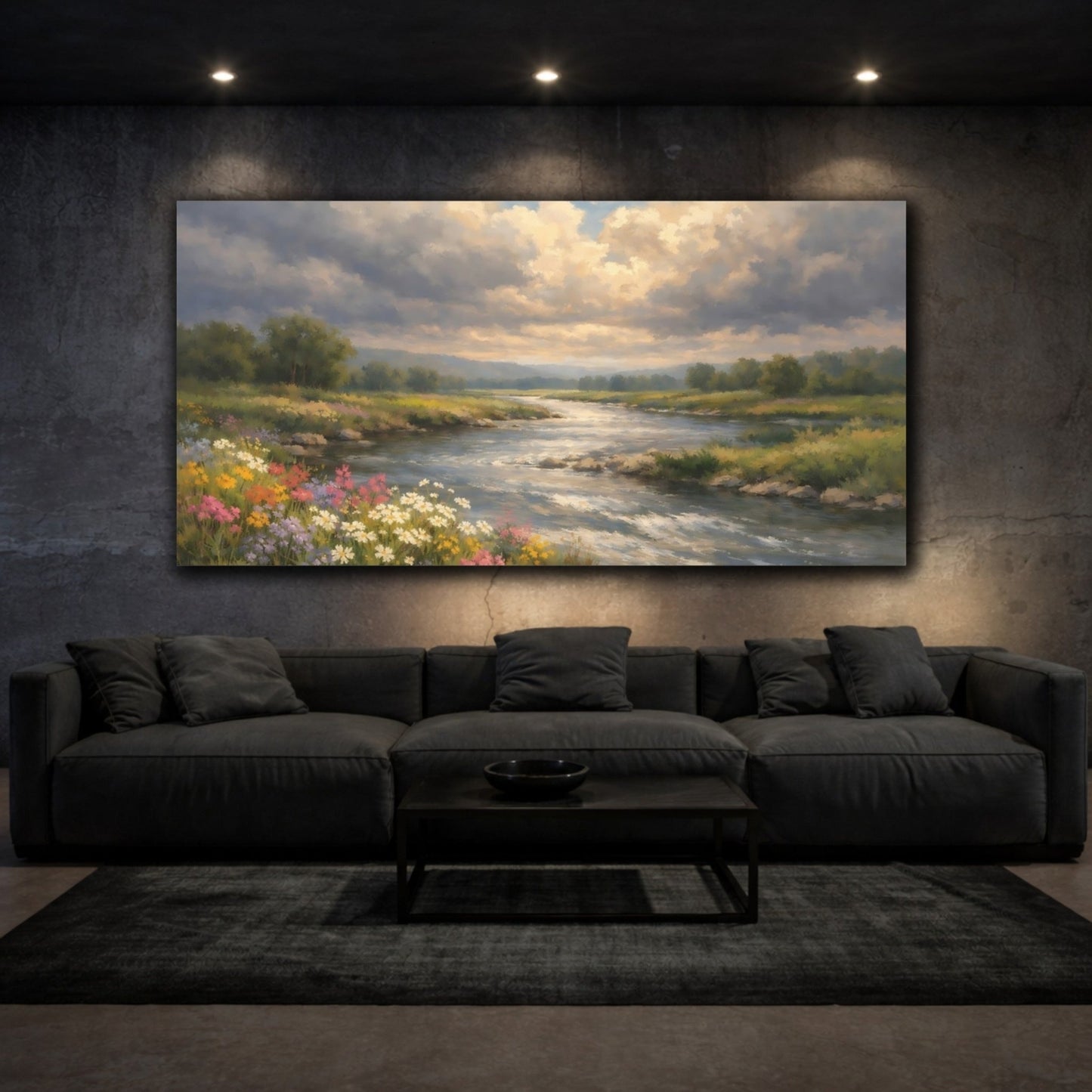 Nature River Landscape Colorful - Canvas Wall Art Print - YesArtYes