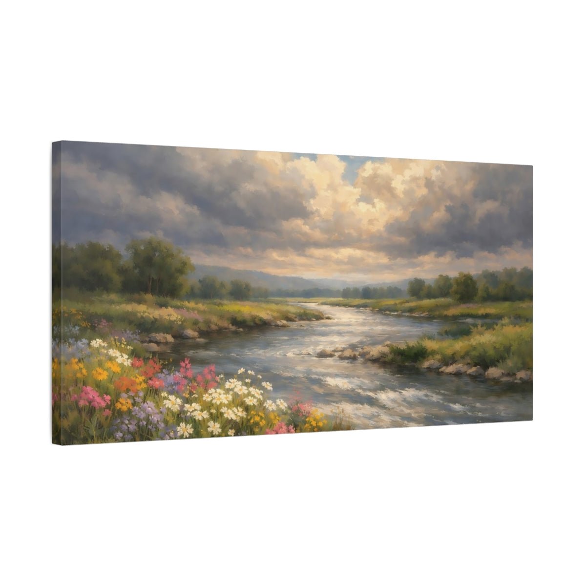 Nature River Landscape Colorful - Canvas Wall Art Print - YesArtYes