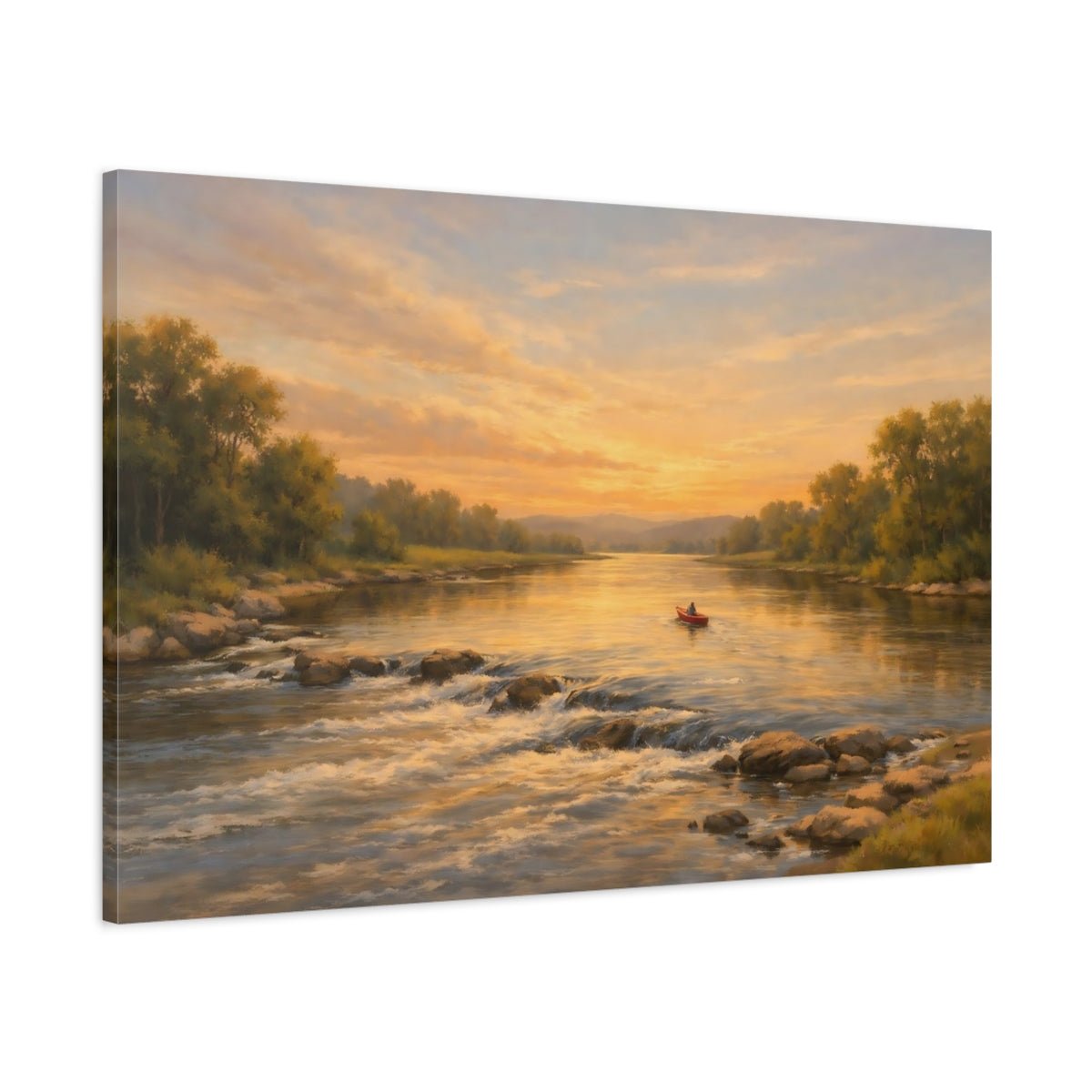 Nature River Landscape Golden - Canvas Wall Art Print - YesArtYes